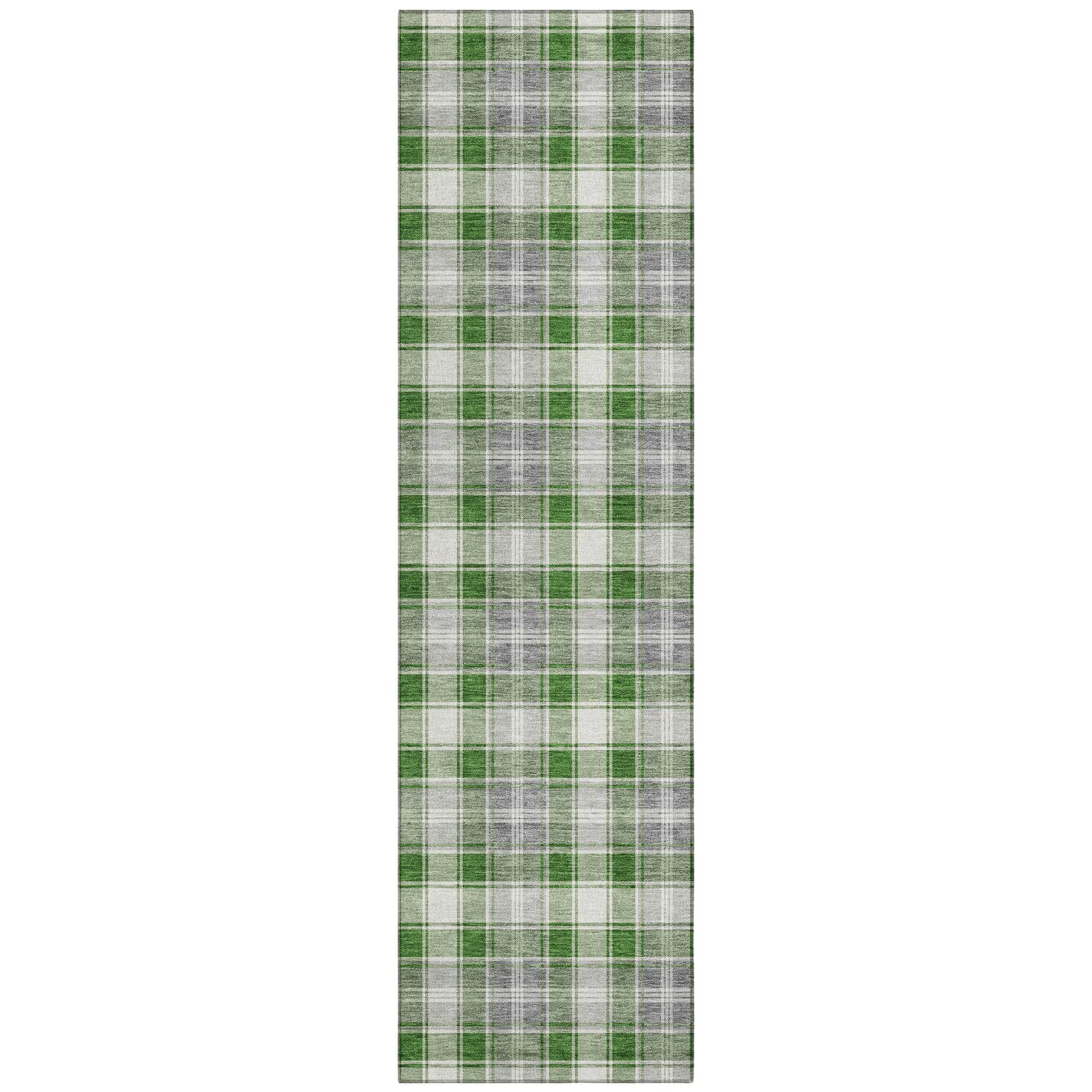 Luxury Machine Washable Indoor/Outdoor Holiday WN25 Green Rug 2'3" x 7'6" #shape_Runner