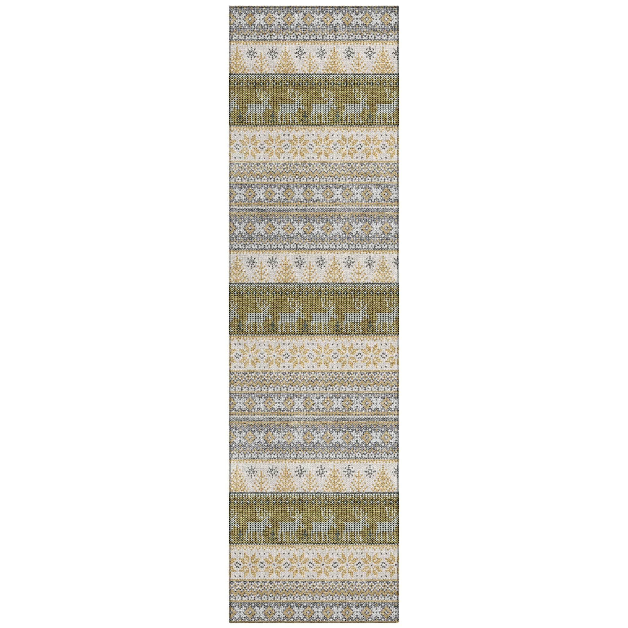 Luxury Machine Washable Indoor/Outdoor Holiday WN26 Gray Rug 2'3" x 7'6" #shape_Runner