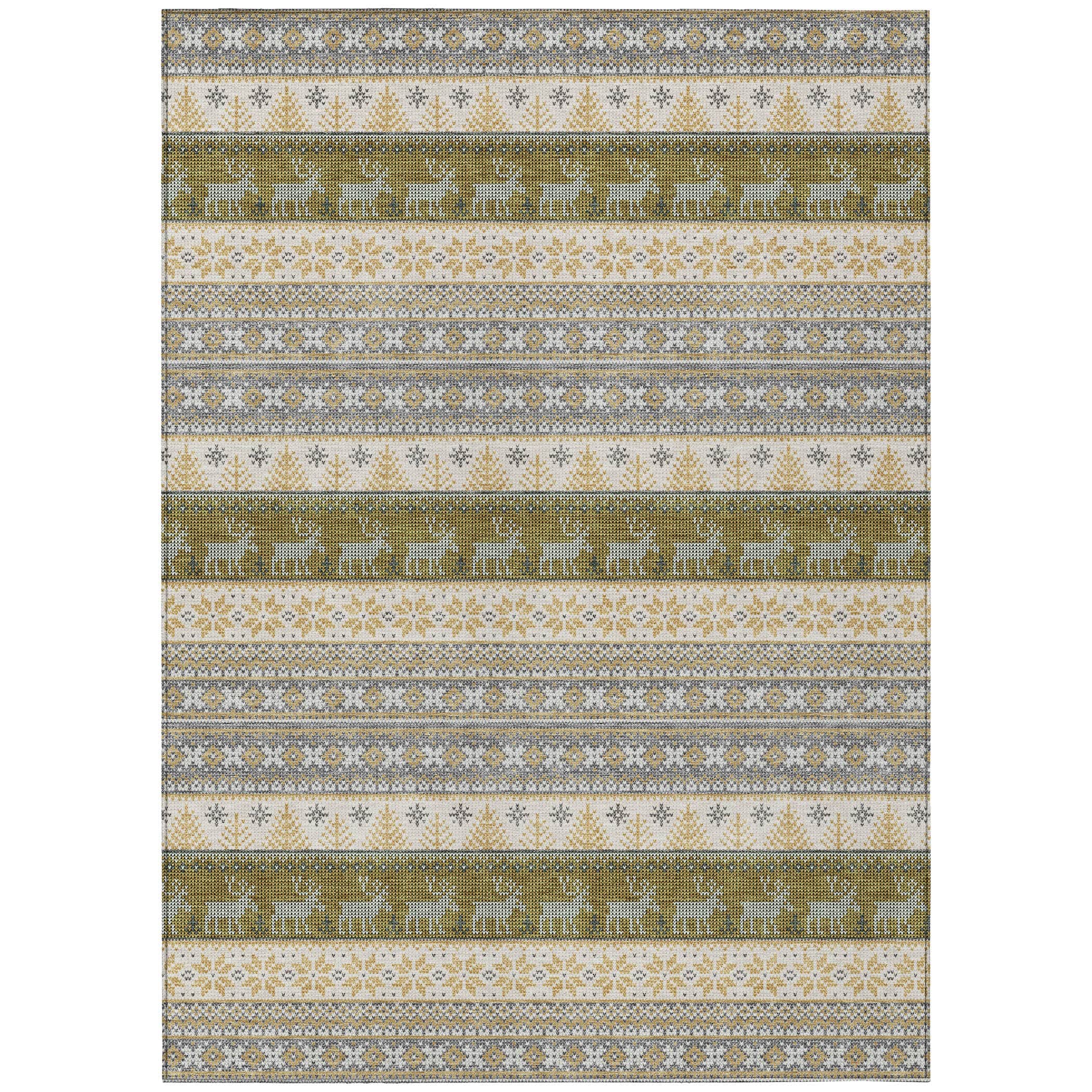 Luxury Machine Washable Indoor/Outdoor Holiday WN26 Gray Rug 2'6" x 3'10" #shape_Rectangle