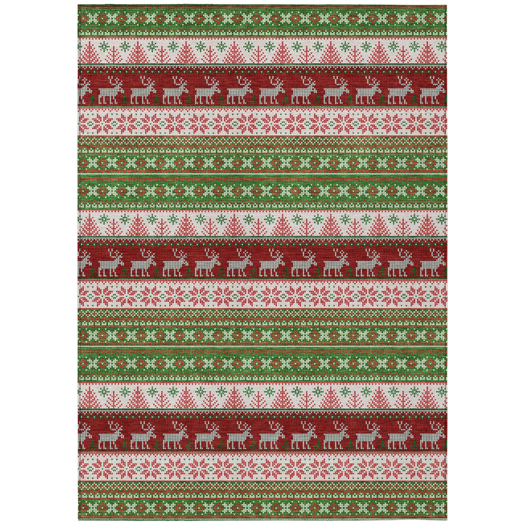 Luxury Machine Washable Indoor/Outdoor Holiday WN26 Green Rug 2'6" x 3'10" #shape_Rectangle