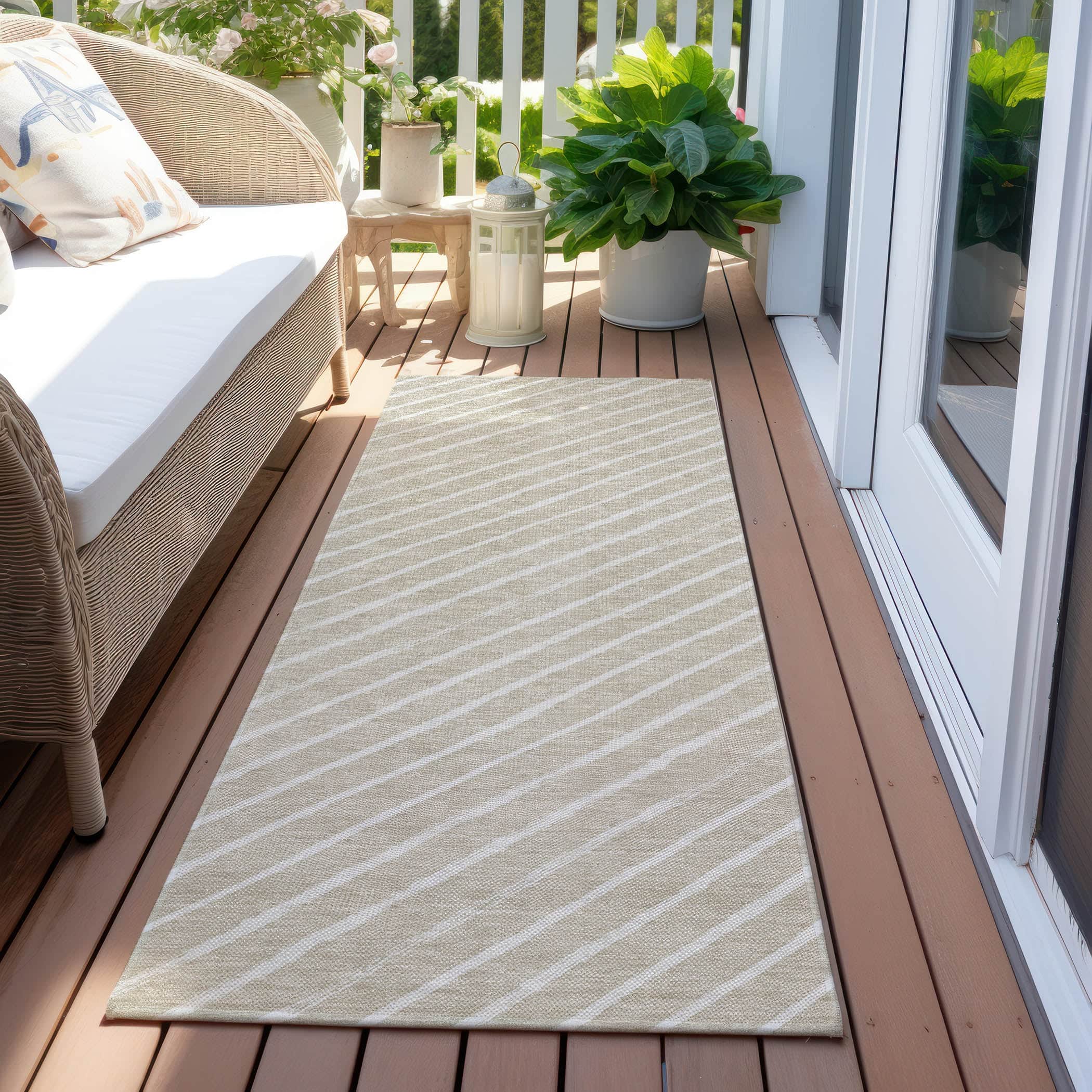 Luxury Machine Washable Indoor/Outdoor Holiday WN27 Beige Ivory Rug 2'3" x 7'6" #shape_Runner