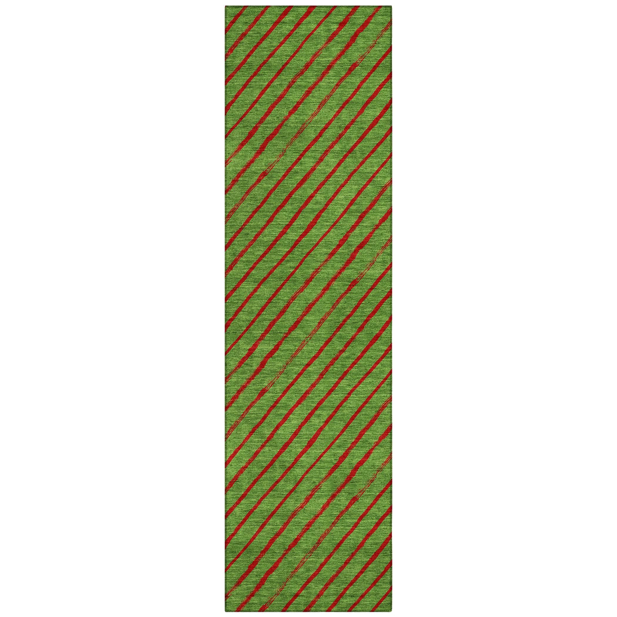 Luxury Machine Washable Indoor/Outdoor Holiday WN27 Fern Green Rug 2'3" x 7'6" #shape_Runner