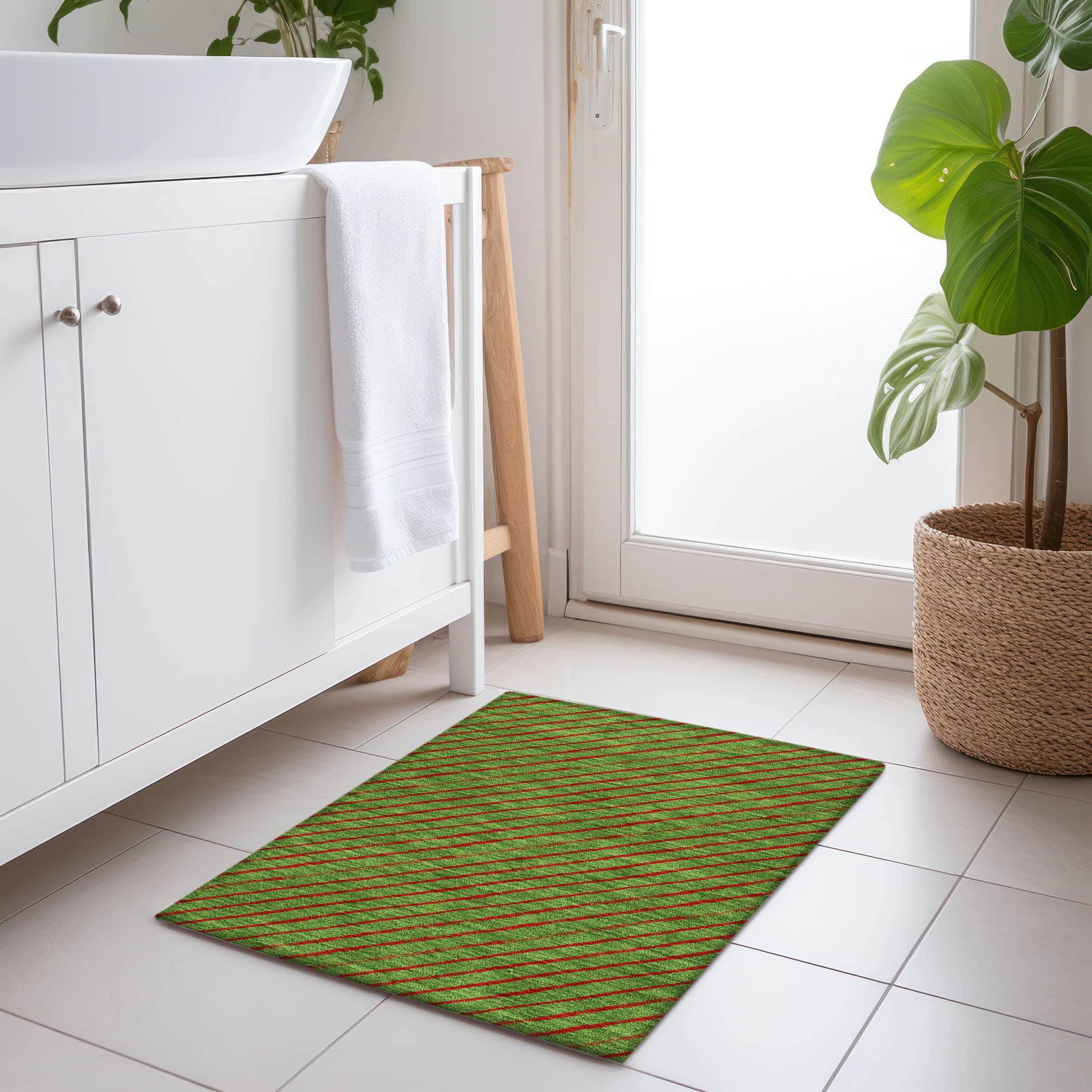 Luxury Machine Washable Indoor/Outdoor Holiday WN27 Fern Green Rug 1'8" x 2'6" #shape_Rectangle