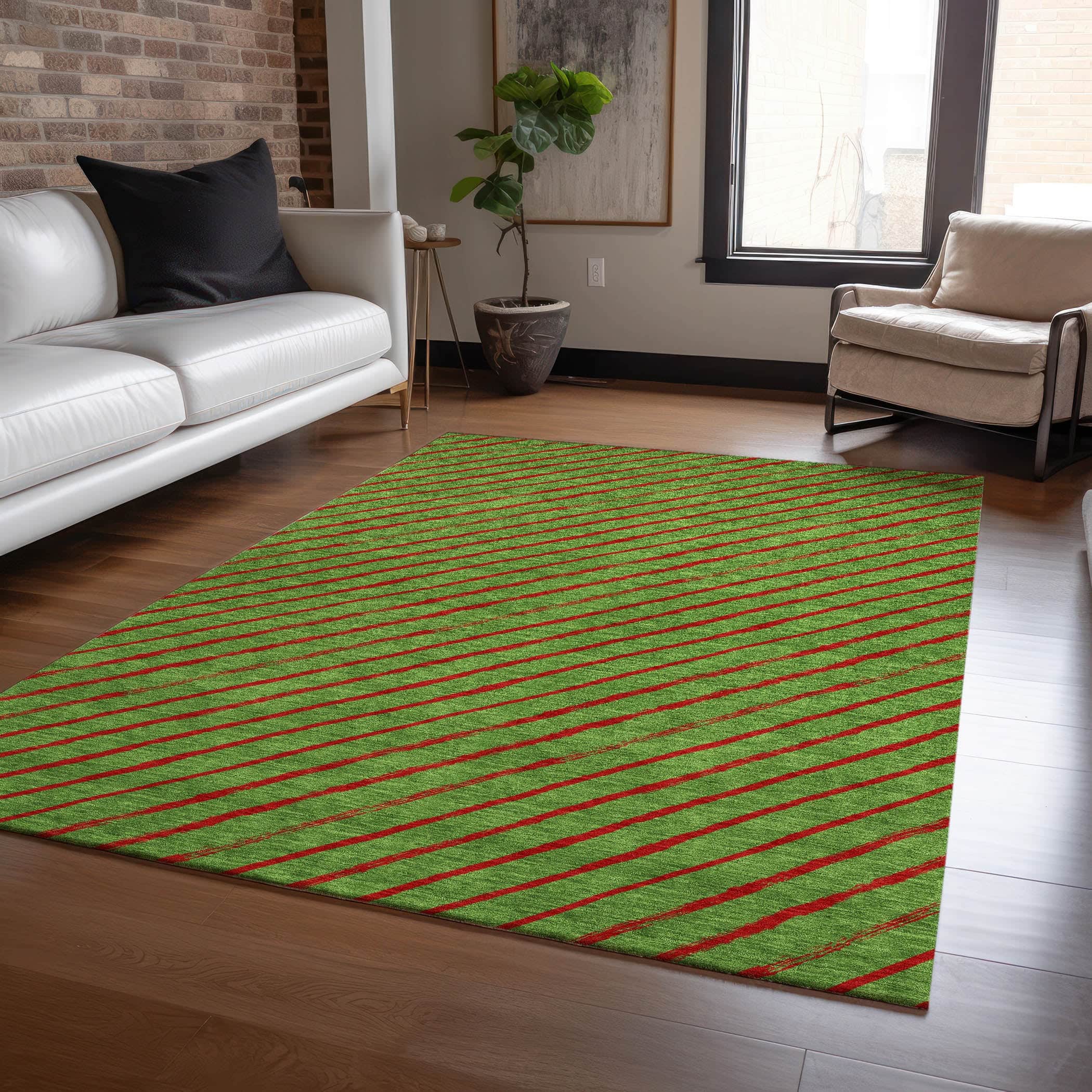 Luxury Machine Washable Indoor/Outdoor Holiday WN27 Fern Green Rug 2'6" x 3'10" #shape_Rectangle