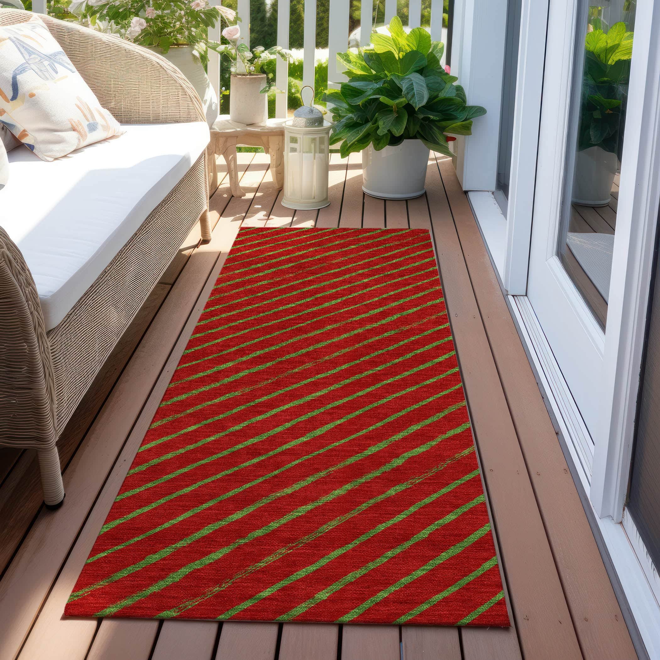 Luxury Machine Washable Indoor/Outdoor Holiday WN27 Merlot Red Rug 2'3" x 7'6" #shape_Runner