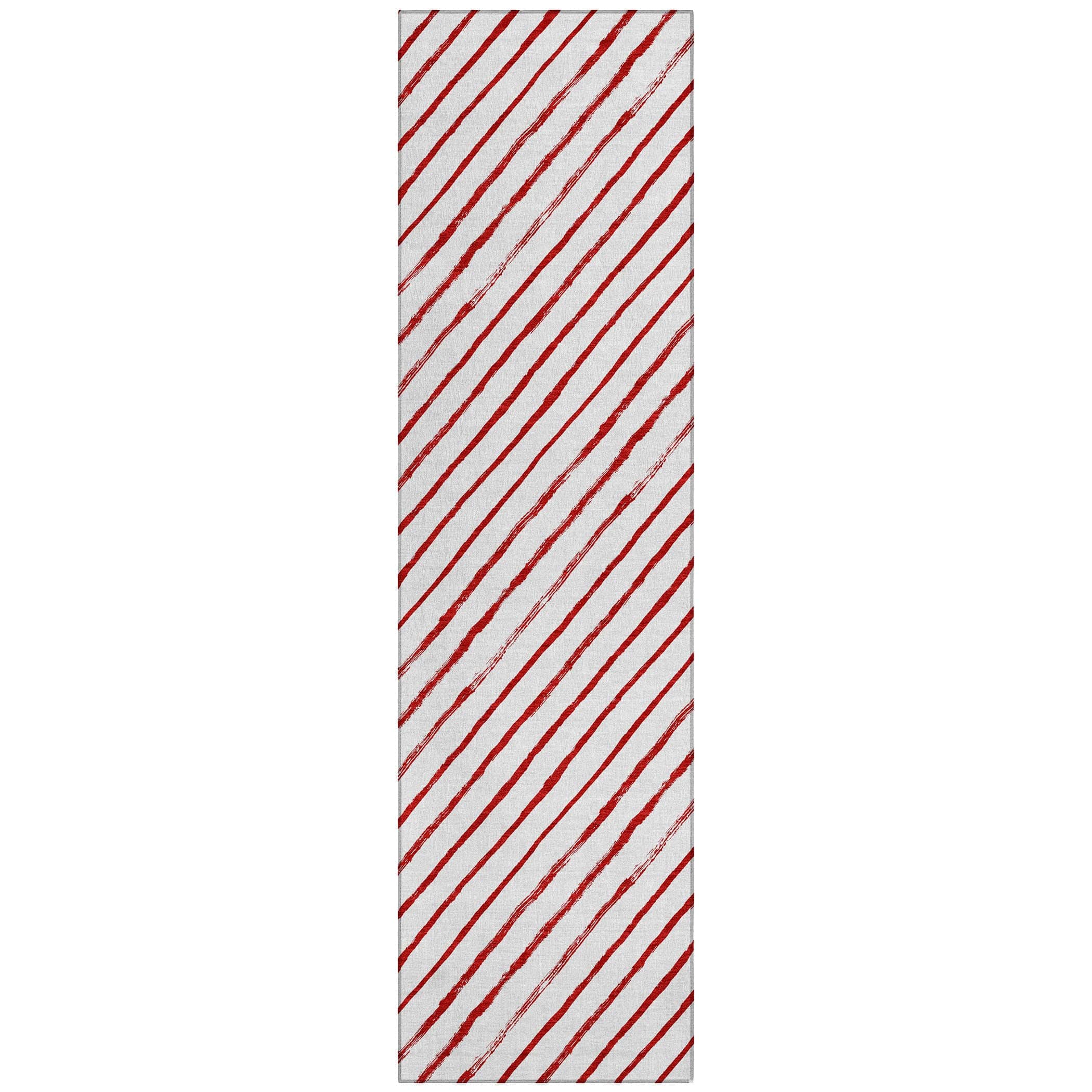 Luxury Machine Washable Indoor/Outdoor Holiday WN27 Red Rug 2'3" x 7'6" #shape_Runner