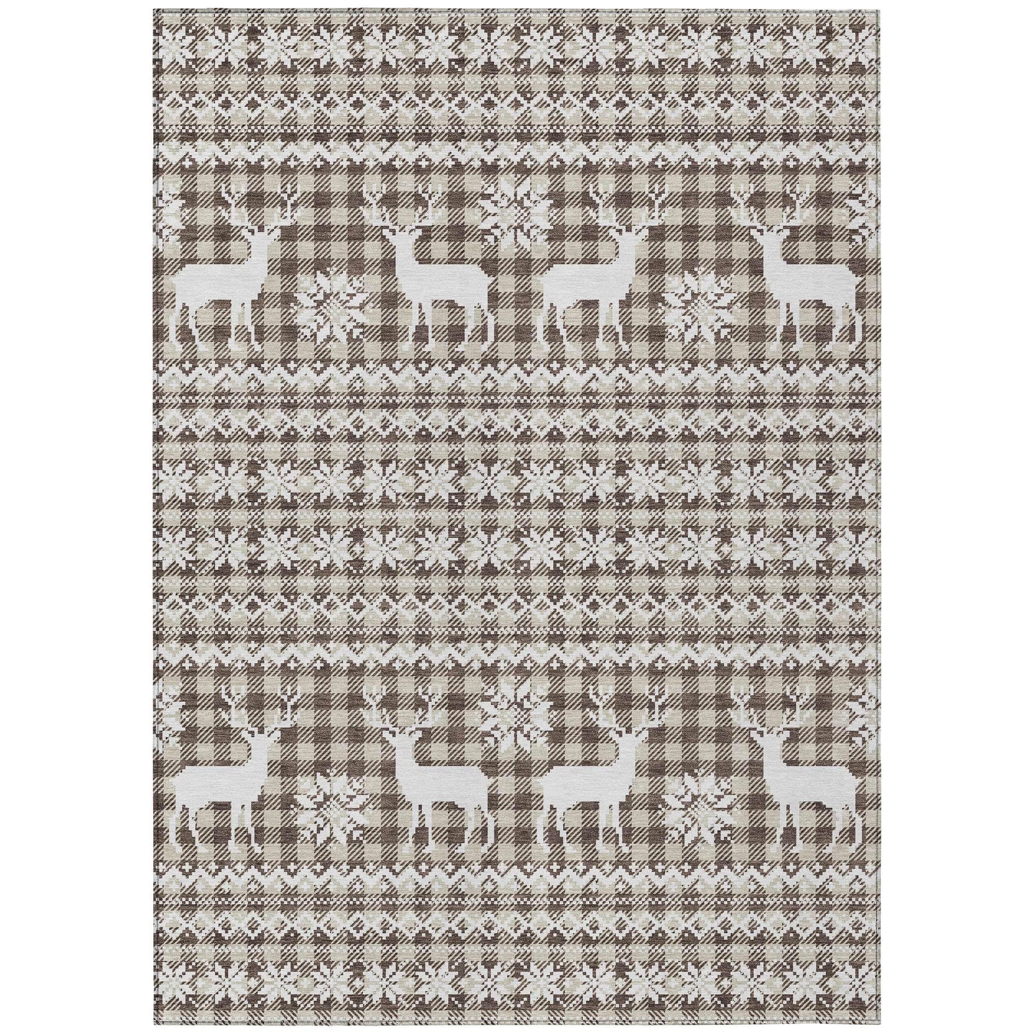 Luxury Machine Washable Indoor/Outdoor Holiday WN28 Brown Rug 2'6" x 3'10" #shape_Rectangle