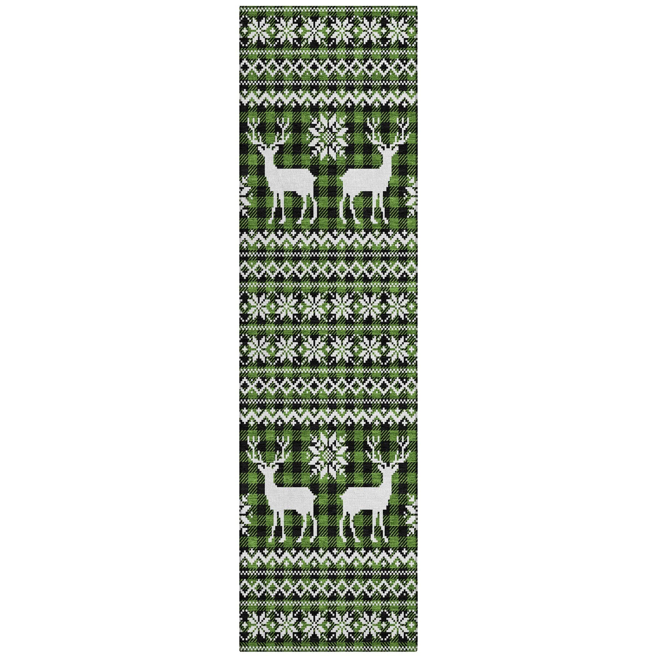 Luxury Machine Washable Indoor/Outdoor Holiday WN28 Cactus Green Rug 2'3" x 7'6" #shape_Runner