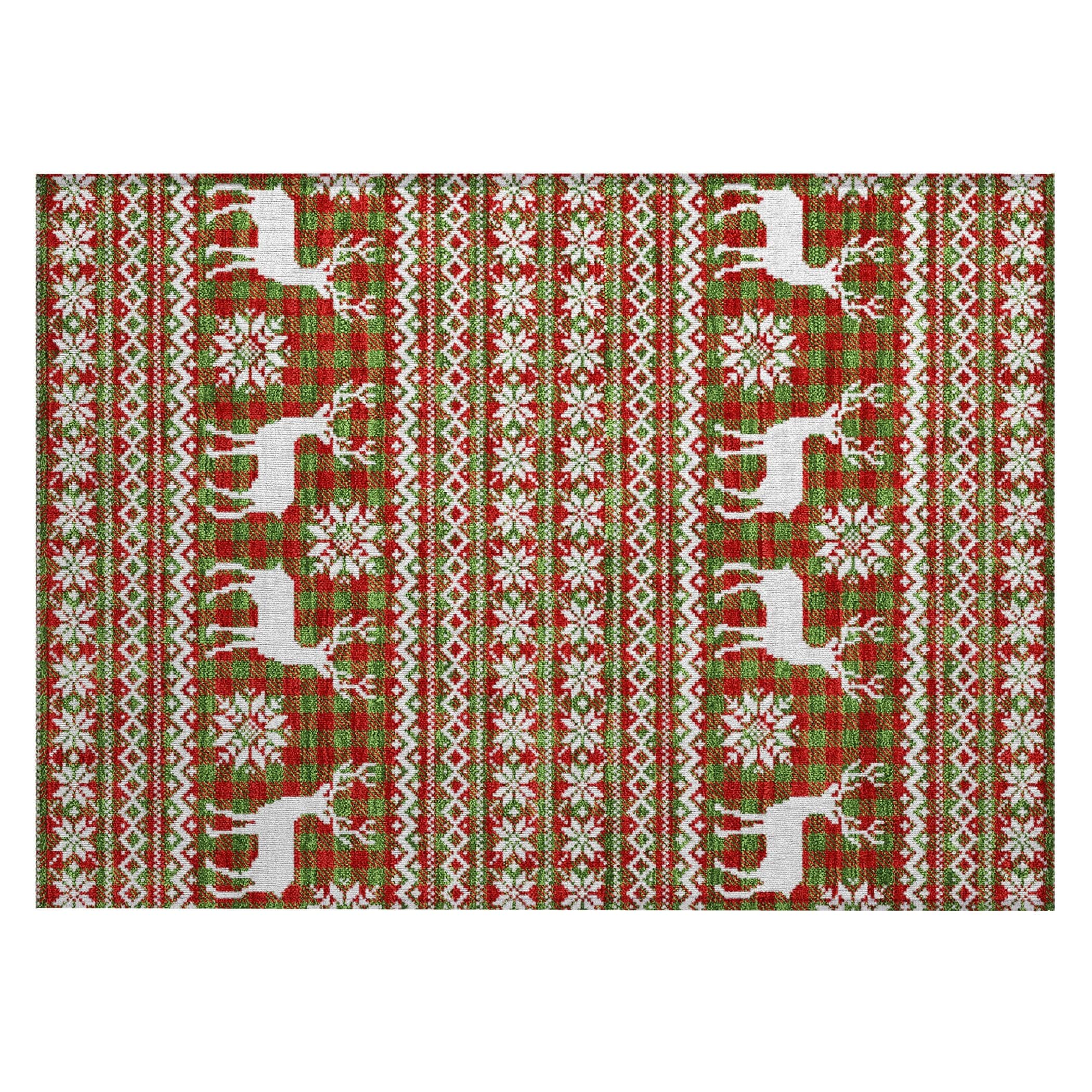 Luxury Machine Washable Indoor/Outdoor Holiday WN28 Fern Green Rug 1'8" x 2'6" #shape_Rectangle