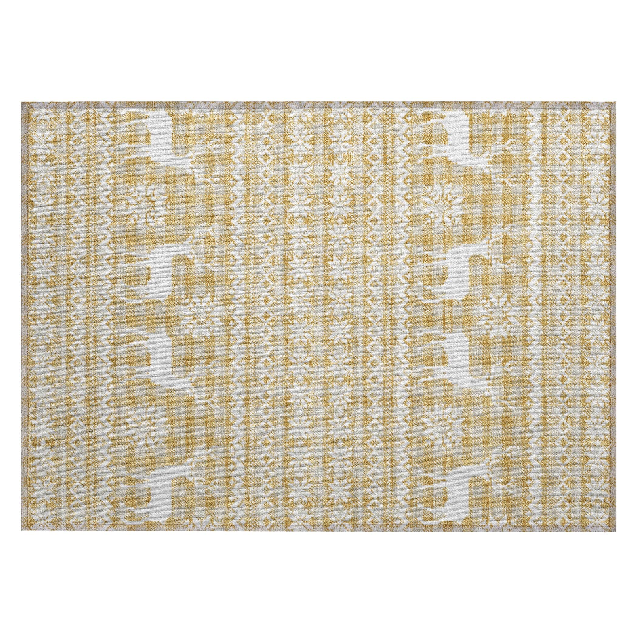 Luxury Machine Washable Indoor/Outdoor Holiday WN28 Gold Rug 1'8" x 2'6" #shape_Rectangle