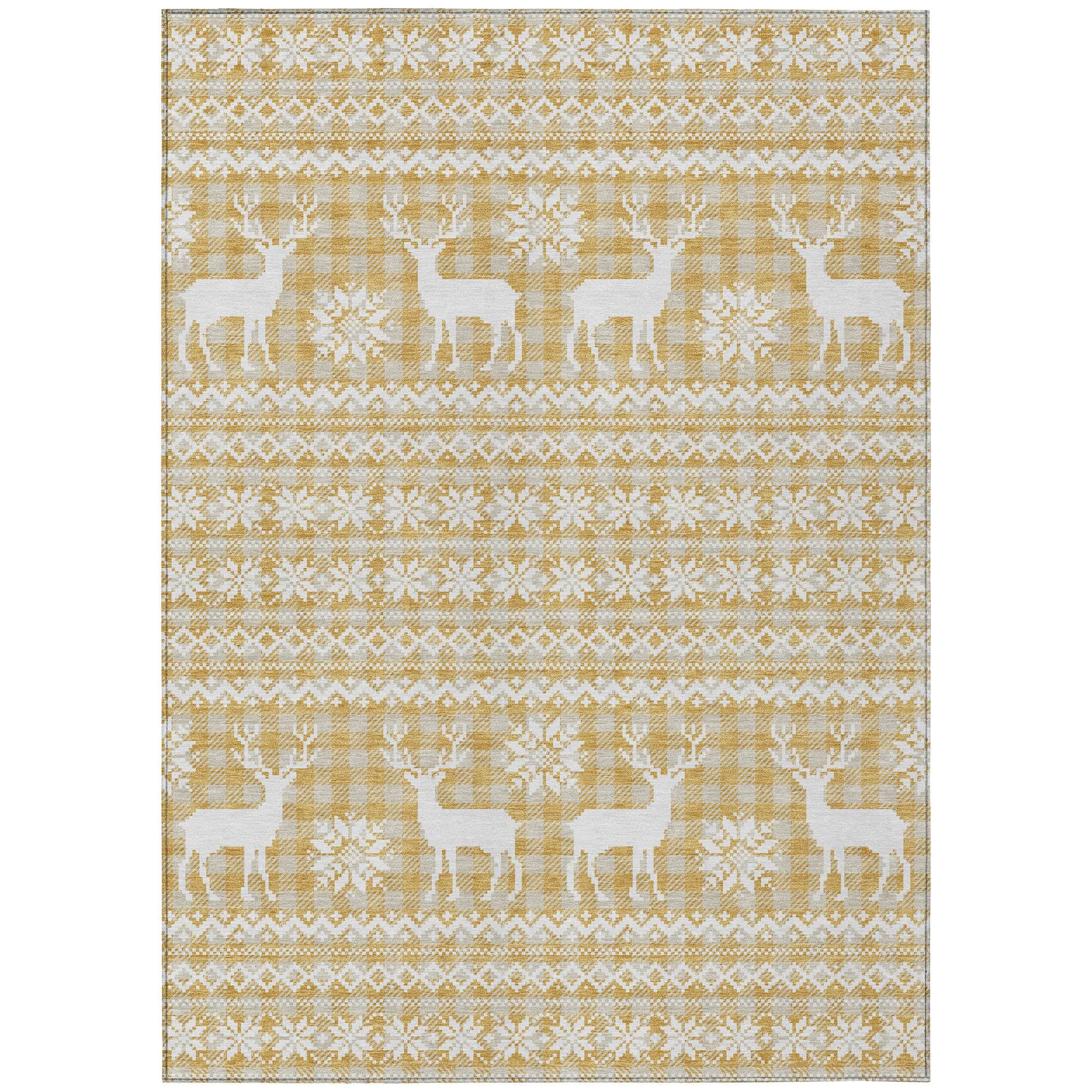 Luxury Machine Washable Indoor/Outdoor Holiday WN28 Gold Rug 2'6" x 3'10" #shape_Rectangle