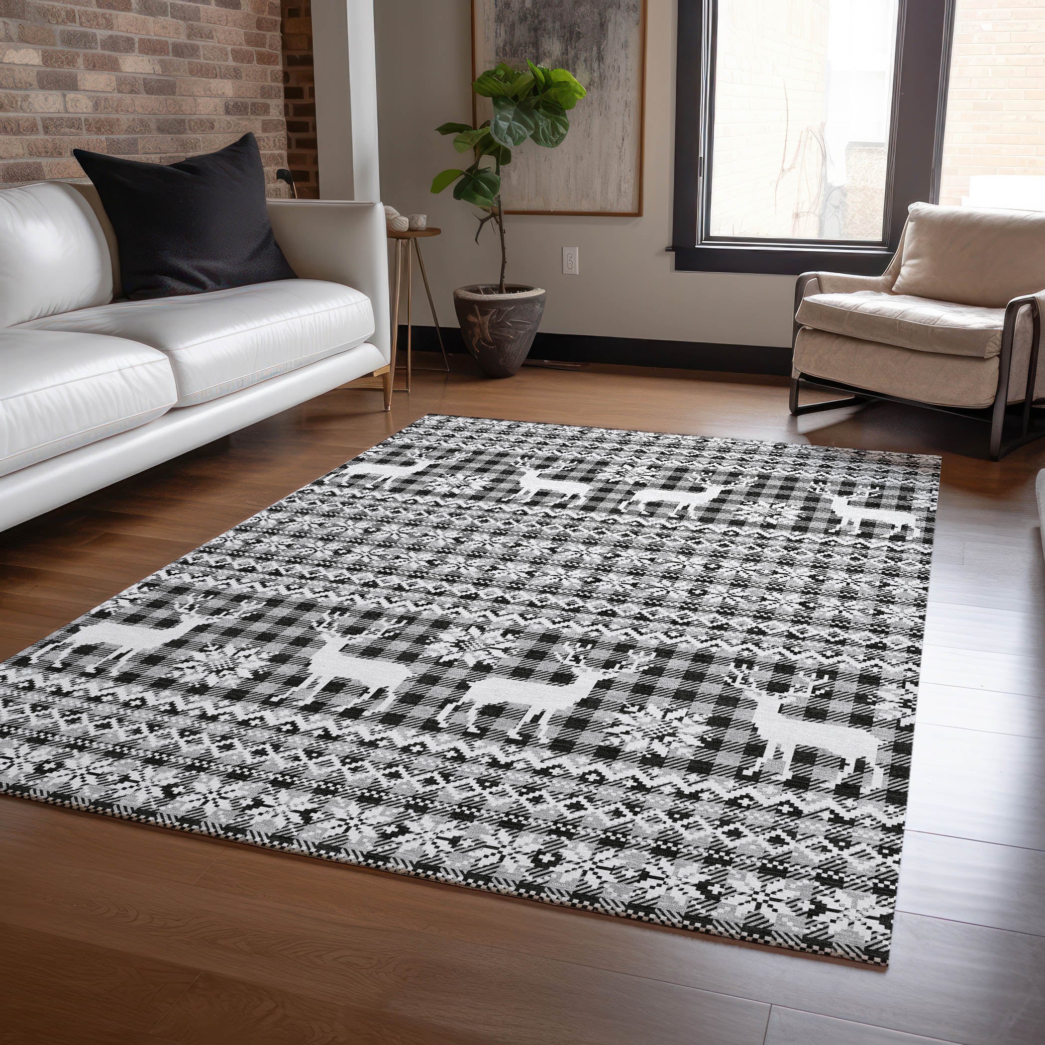 Luxury Machine Washable Indoor/Outdoor Holiday WN28 Gray Rug 2'6" x 3'10" #shape_Rectangle