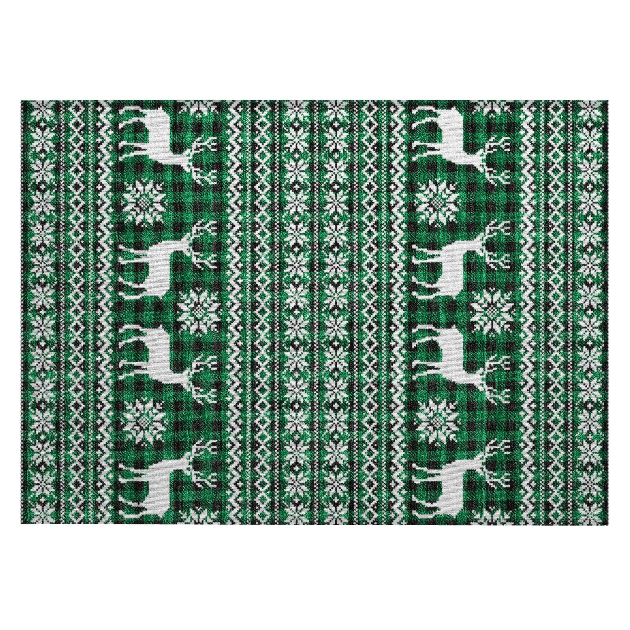 Luxury Machine Washable Indoor/Outdoor Holiday WN28 Green Rug 1'8" x 2'6" #shape_Rectangle