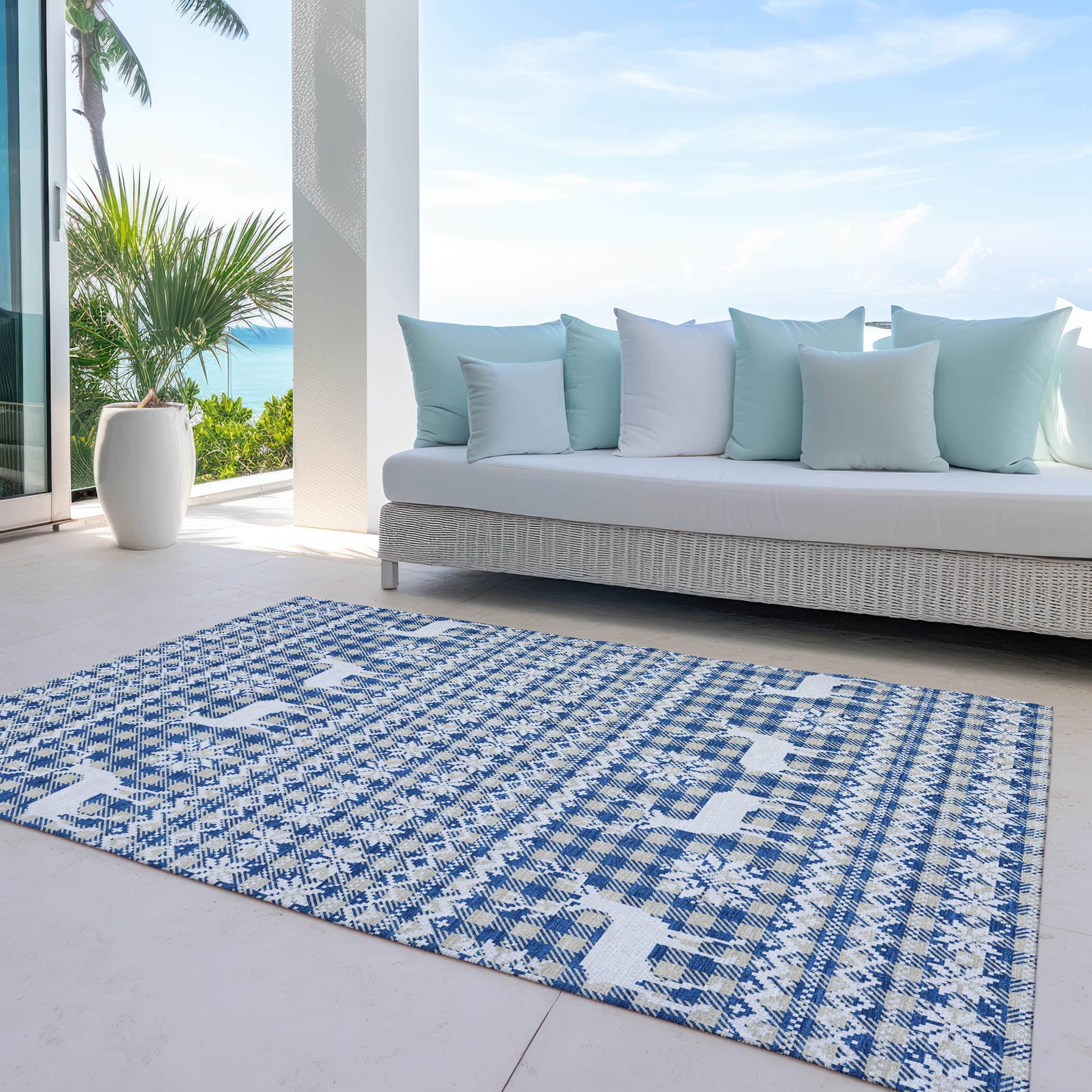 Luxury Machine Washable Indoor/Outdoor Holiday WN28 Navy Blue Rug 2'6" x 3'10" #shape_Rectangle