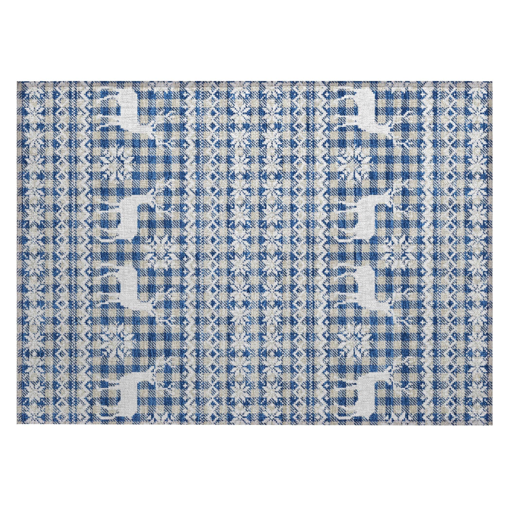 Luxury Machine Washable Indoor/Outdoor Holiday WN28 Navy Blue Rug 1'8" x 2'6" #shape_Rectangle