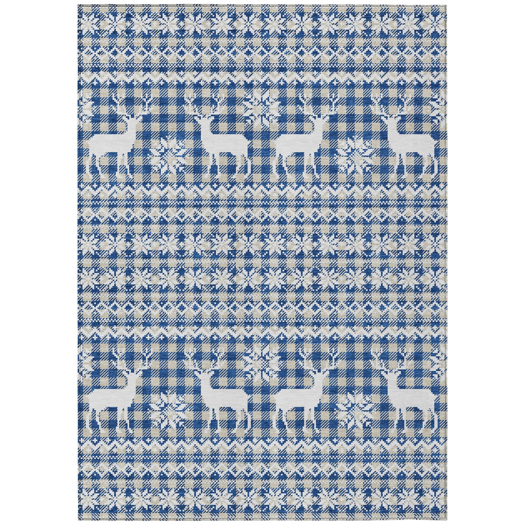 Luxury Machine Washable Indoor/Outdoor Holiday WN28 Navy Blue Rug 2'6" x 3'10" #shape_Rectangle