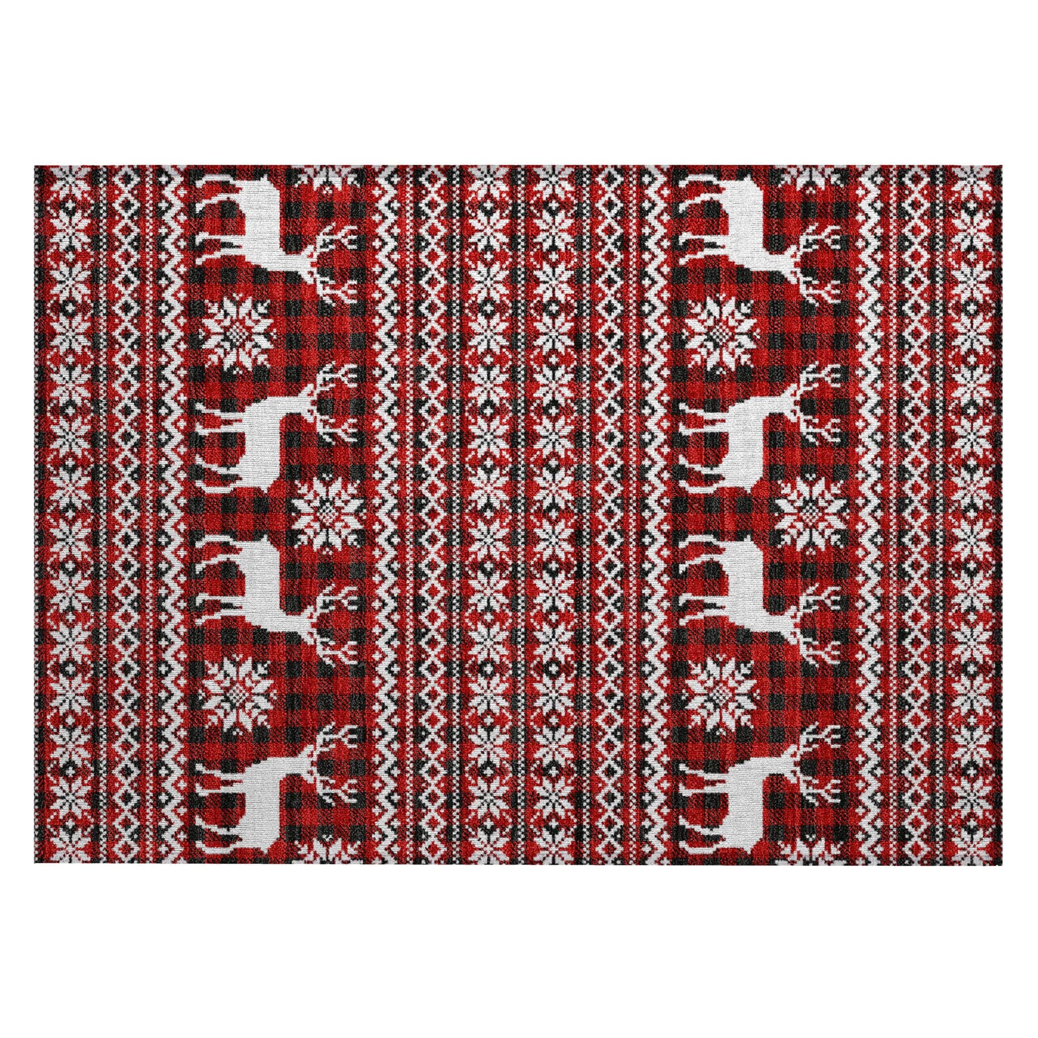 Luxury Machine Washable Indoor/Outdoor Holiday WN28 Red Rug 1'8" x 2'6" #shape_Rectangle