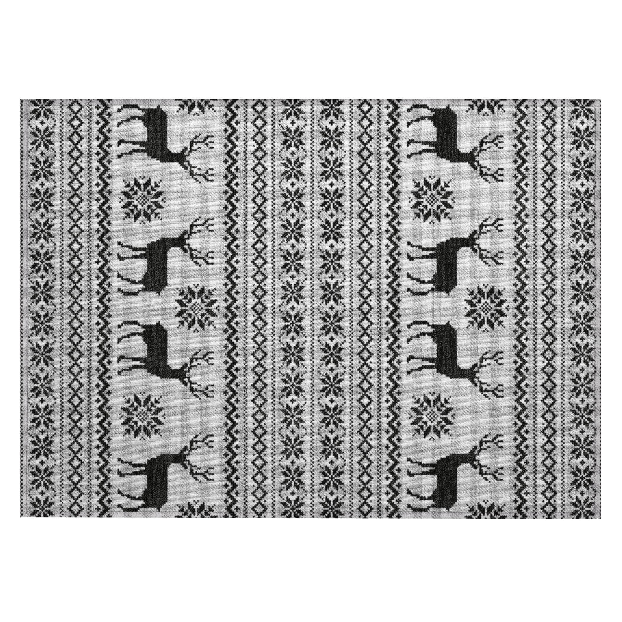 Luxury Machine Washable Indoor/Outdoor Holiday WN28 Silver Gray Rug 1'8" x 2'6" #shape_Rectangle