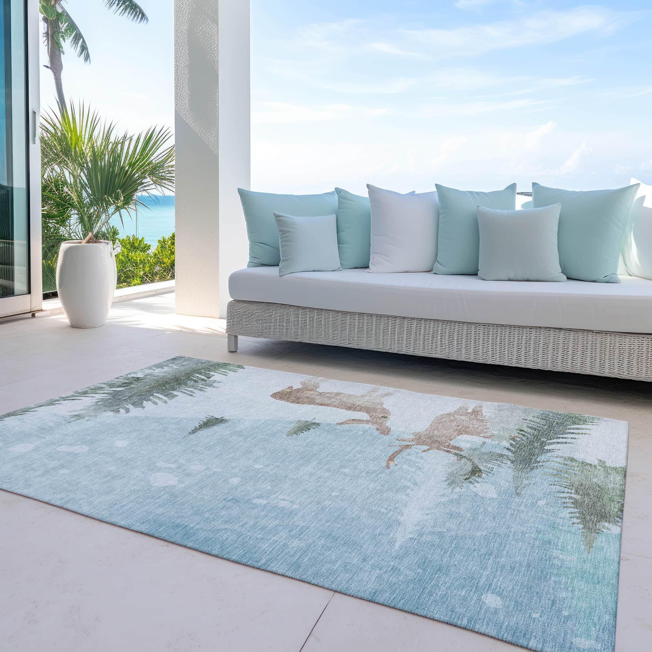 Luxury Machine Washable Indoor/Outdoor Holiday WN29 Sky Blue Rug 2'6" x 3'10" #shape_Rectangle