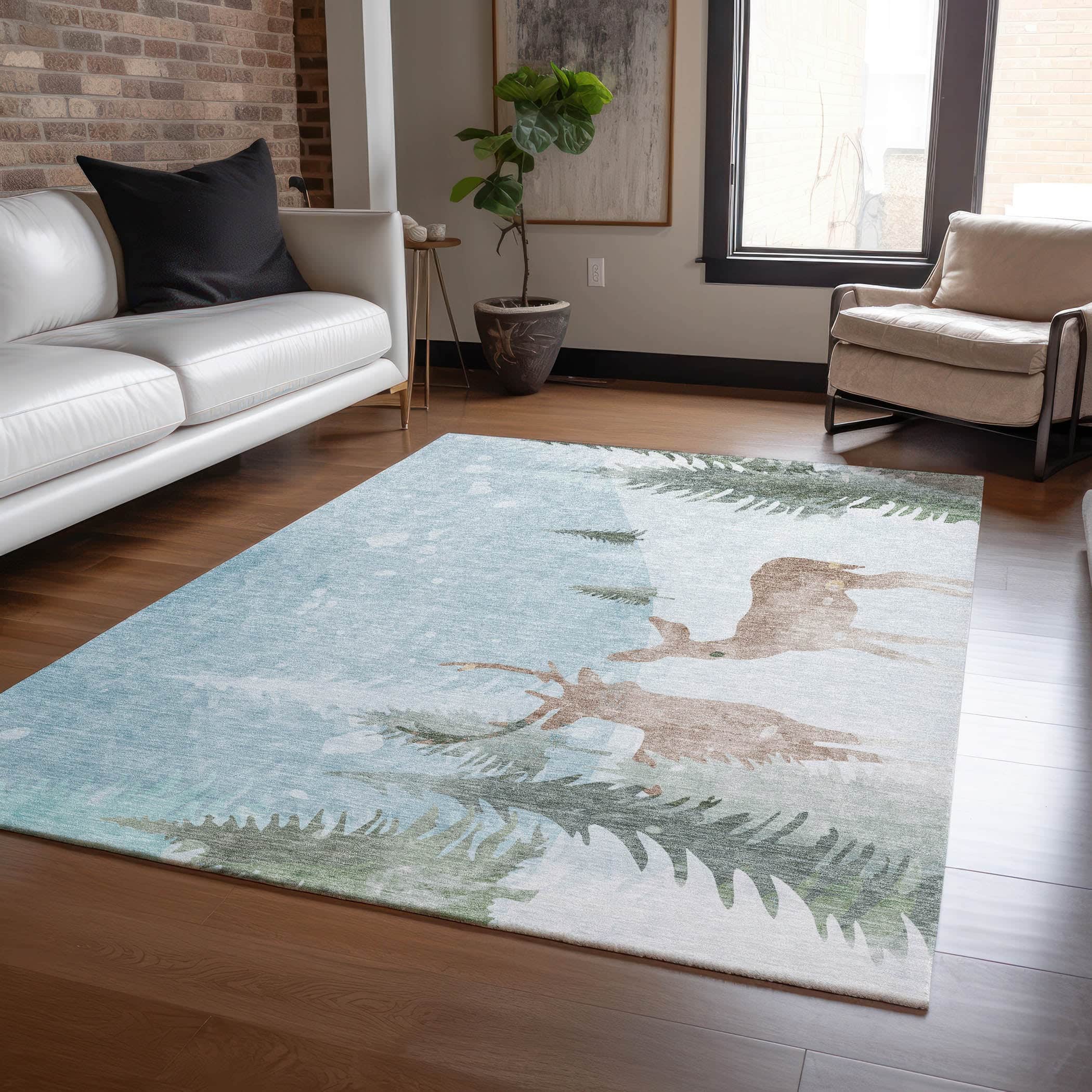 Luxury Machine Washable Indoor/Outdoor Holiday WN29 Sky Blue Rug 2'6" x 3'10" #shape_Rectangle