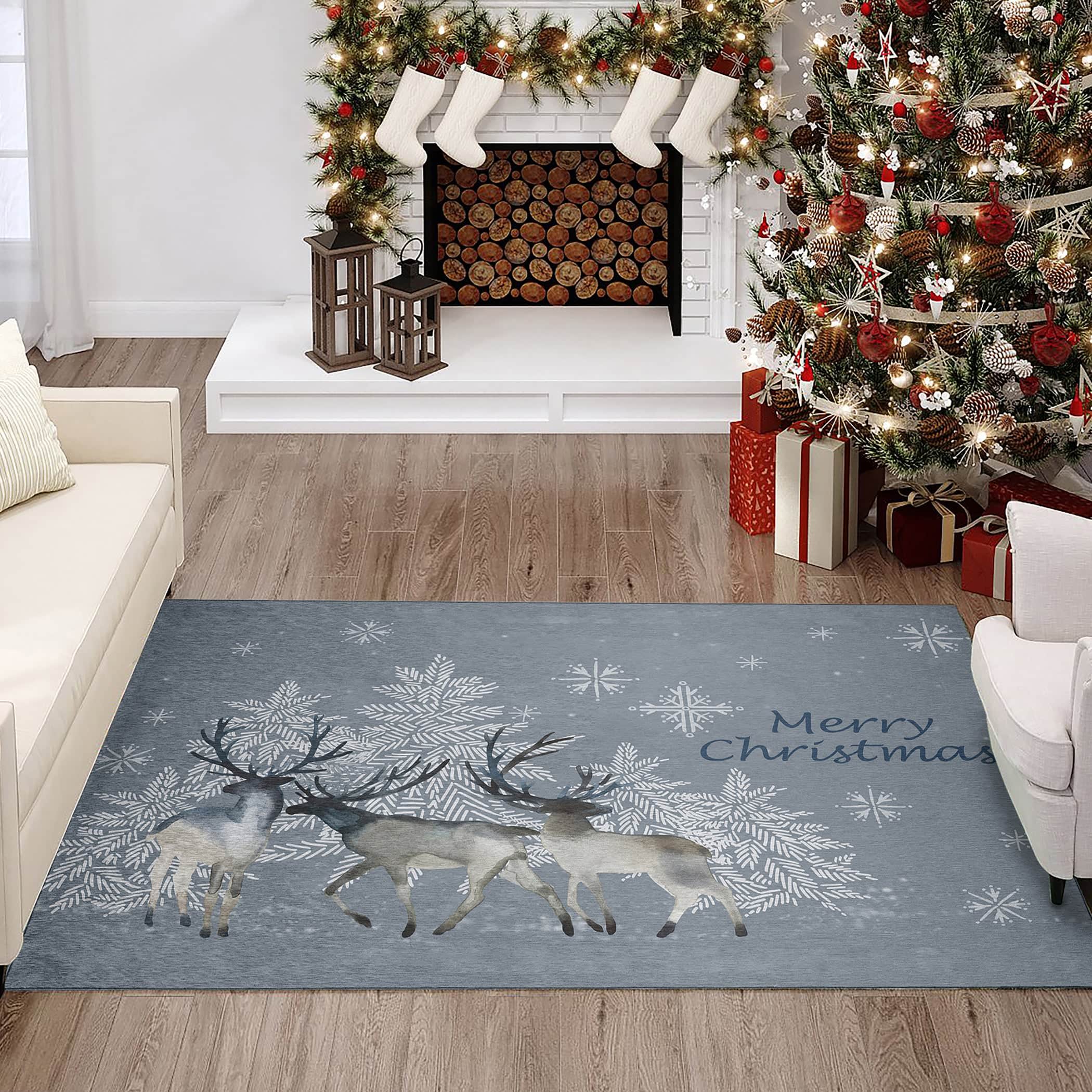 Luxury Machine Washable Indoor/Outdoor Holiday WN2 Gray Rug 2'6" x 3'10" #shape_Rectangle