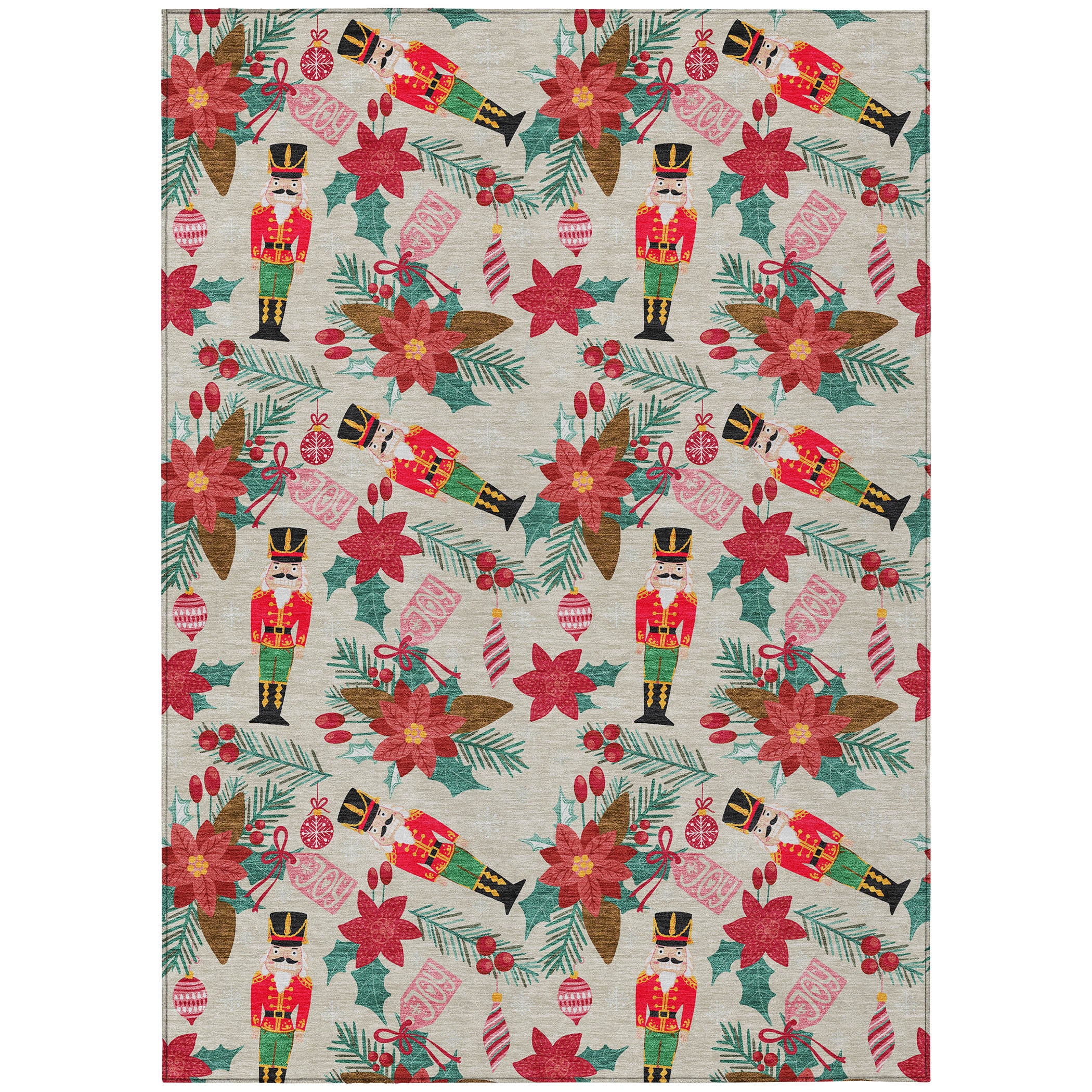 Luxury Machine Washable Indoor/Outdoor Holiday WN30 Beige Ivory Rug 2'6" x 3'10" #shape_Rectangle