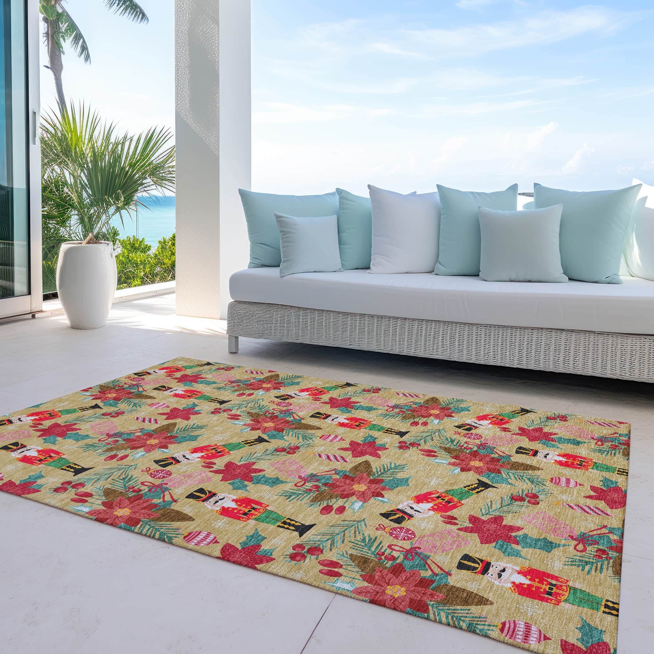 Luxury Machine Washable Indoor/Outdoor Holiday WN30 Gold Rug 2'6" x 3'10" #shape_Rectangle