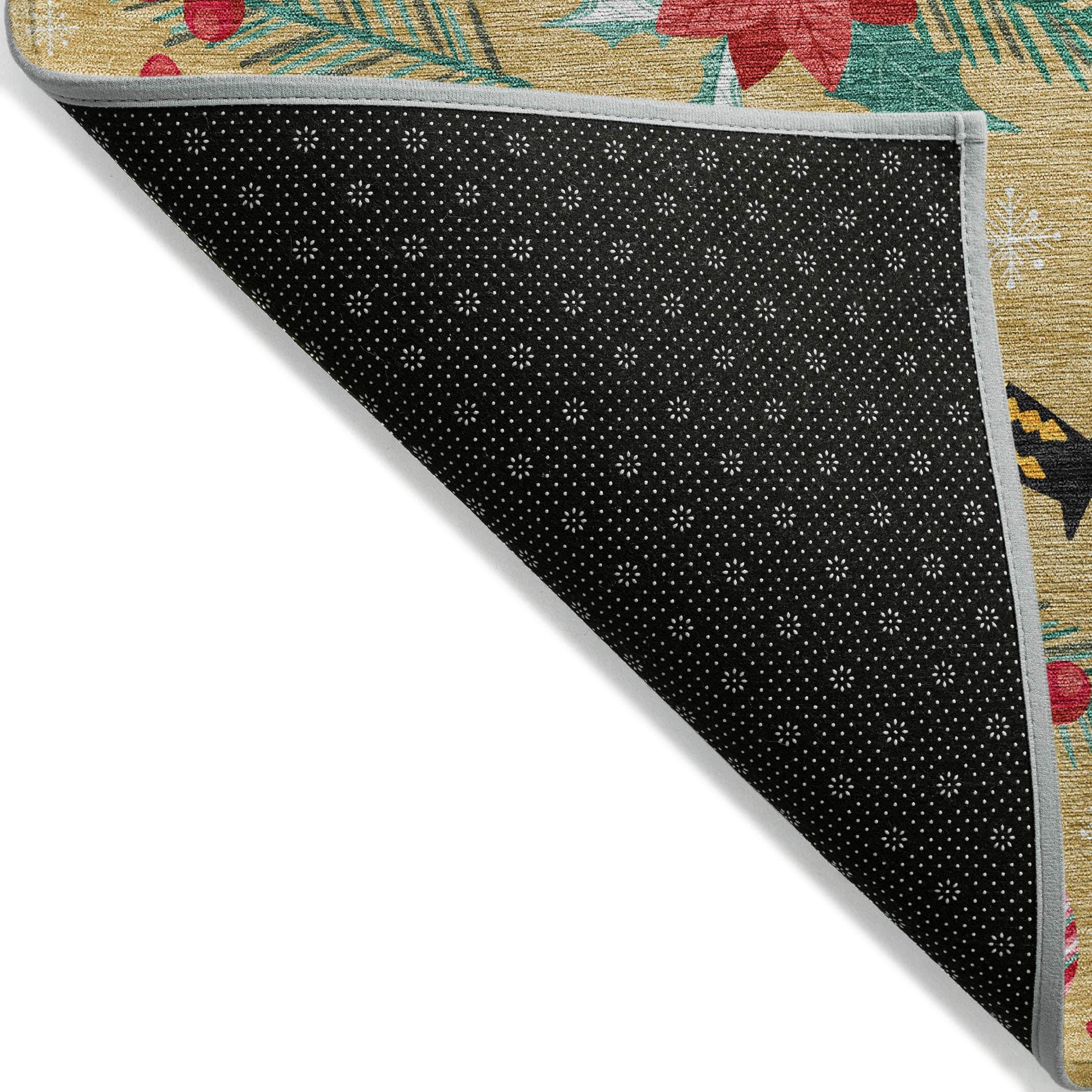 Luxury Machine Washable Indoor/Outdoor Holiday WN30 Gold Rug 1'8" x 2'6" #shape_Rectangle