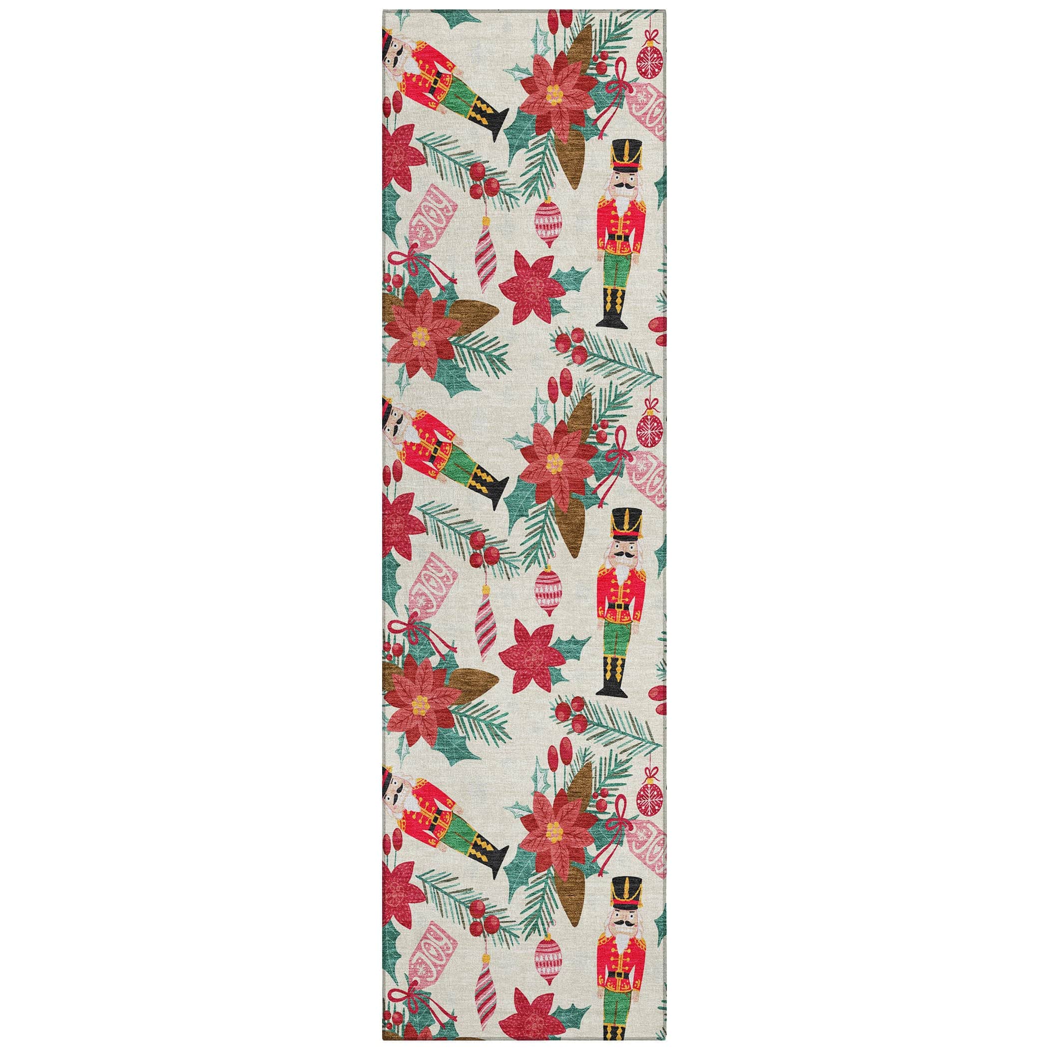 Luxury Machine Washable Indoor/Outdoor Holiday WN30 Ivory Rug 2'3" x 7'6" #shape_Runner