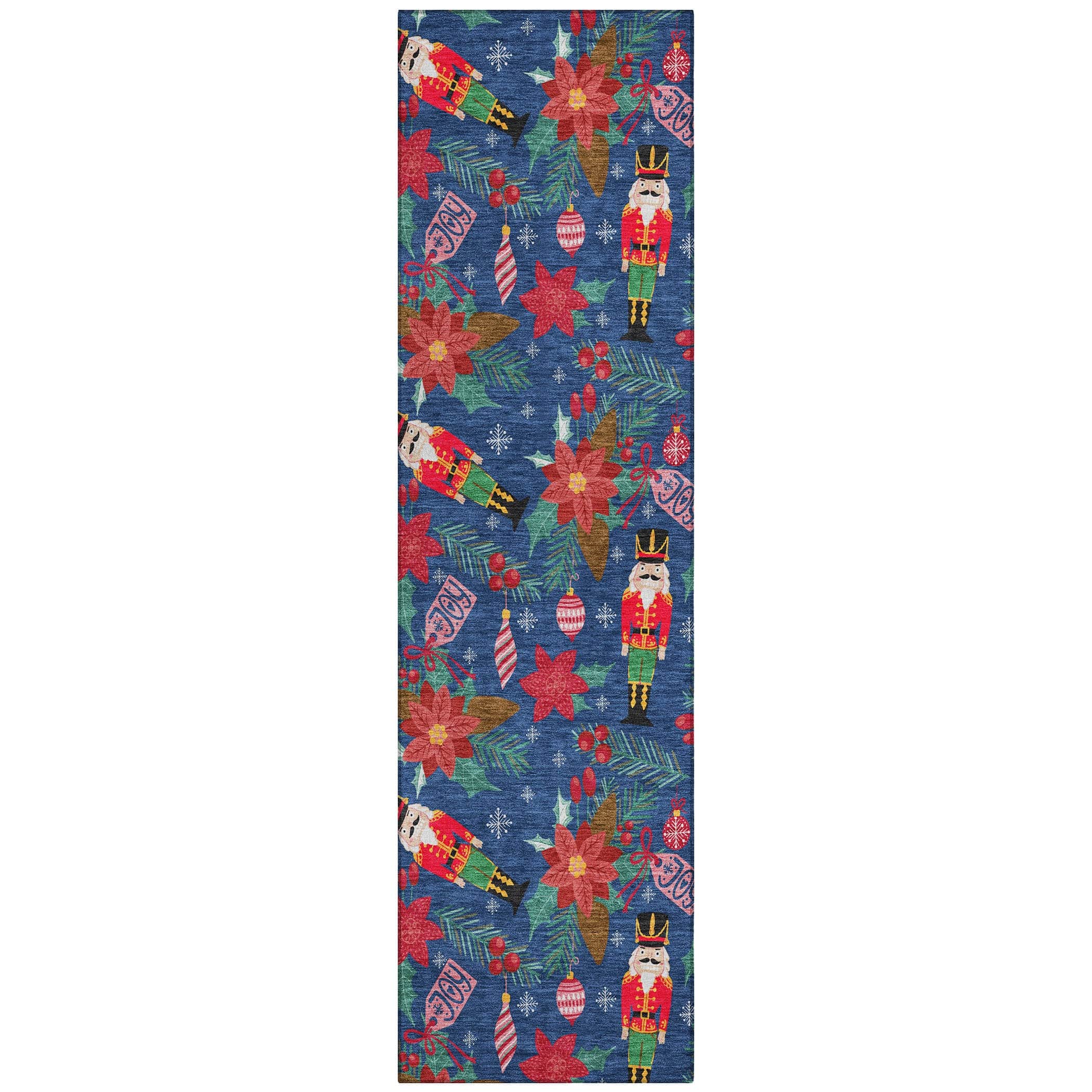 Luxury Machine Washable Indoor/Outdoor Holiday WN30 Navy Blue Rug 2'3" x 7'6" #shape_Runner