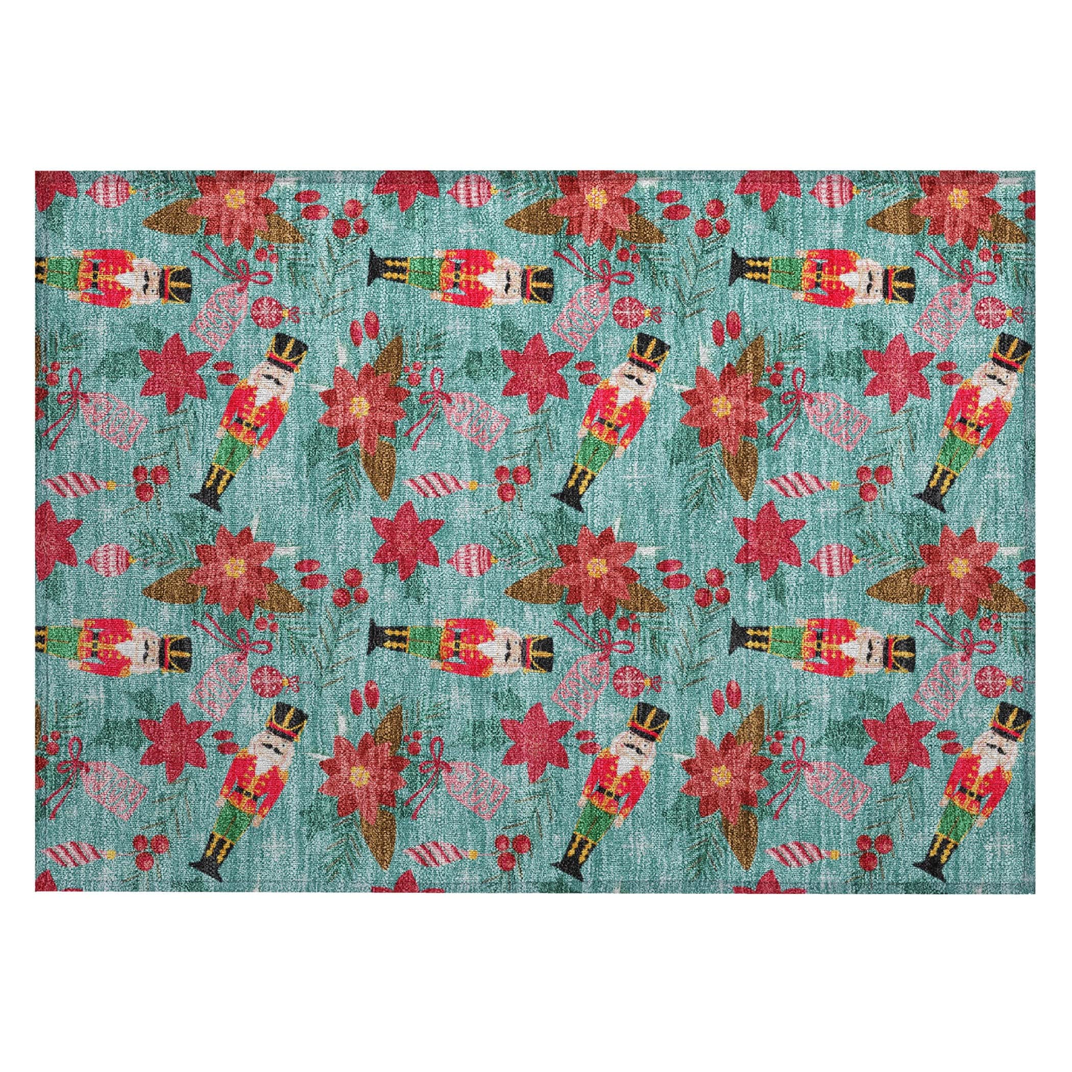 Luxury Machine Washable Indoor/Outdoor Holiday WN30 Teal Rug 1'8" x 2'6" #shape_Rectangle
