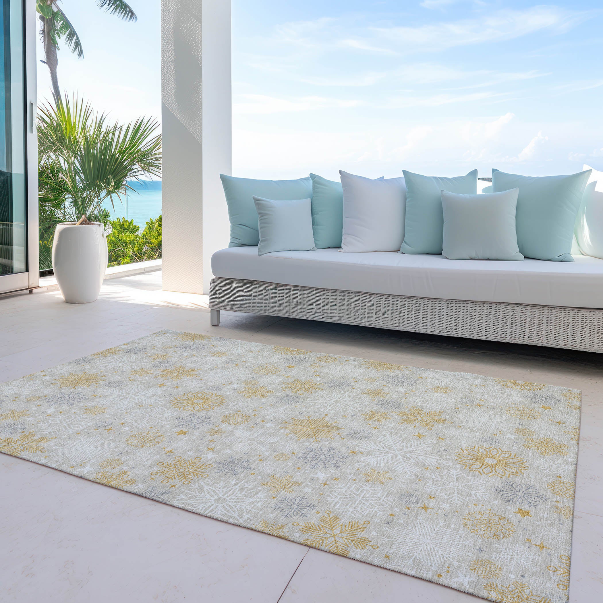 Luxury Machine Washable Indoor/Outdoor Holiday WN31 Beige Ivory Rug 2'6" x 3'10" #shape_Rectangle