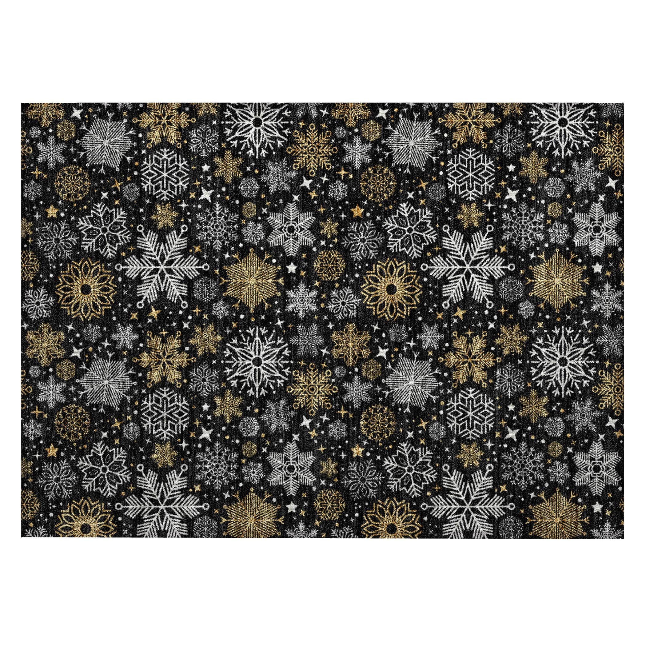 Luxury Machine Washable Indoor/Outdoor Holiday WN31 Black Rug 1'8" x 2'6" #shape_Rectangle