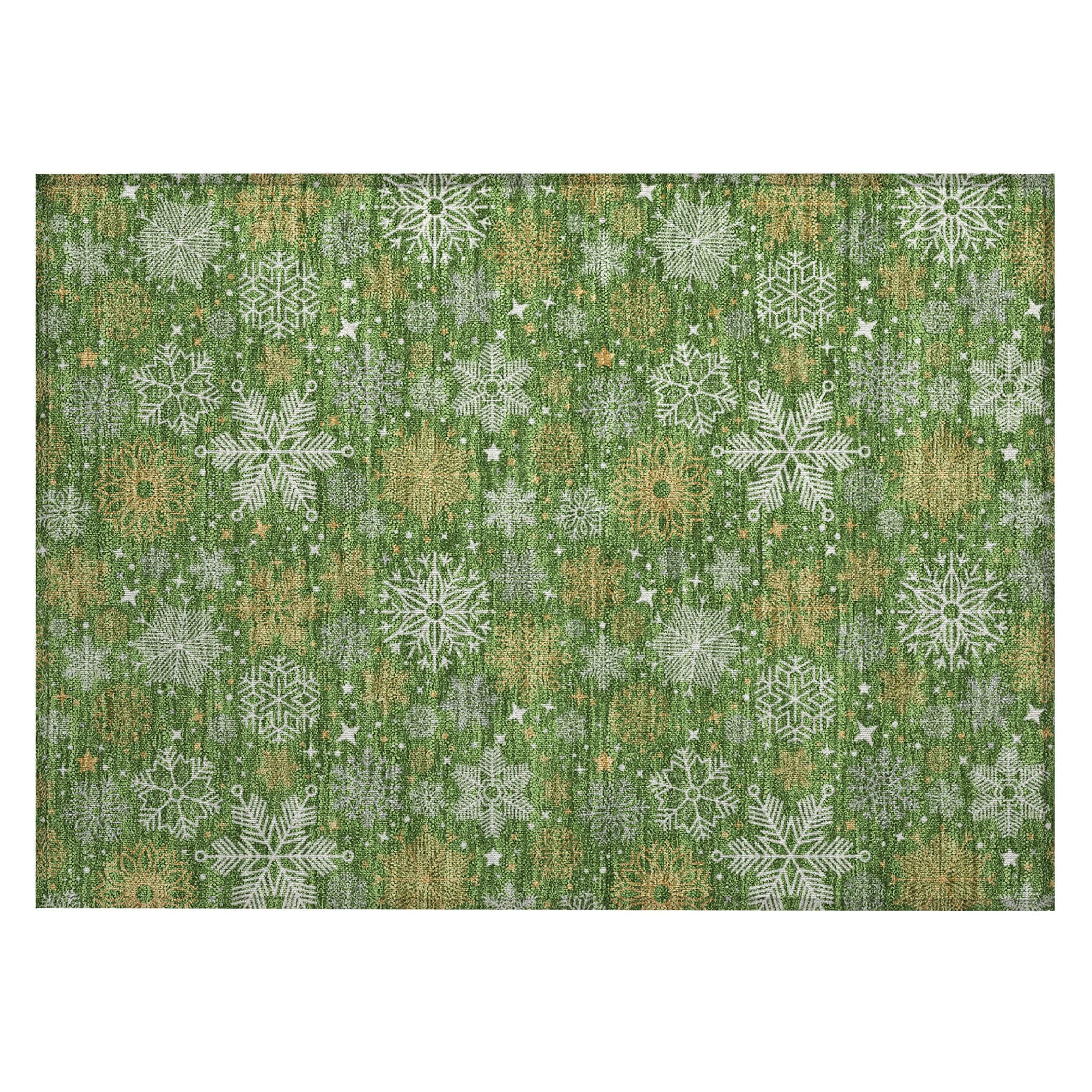 Luxury Machine Washable Indoor/Outdoor Holiday WN31 Green Rug 1'8" x 2'6" #shape_Rectangle