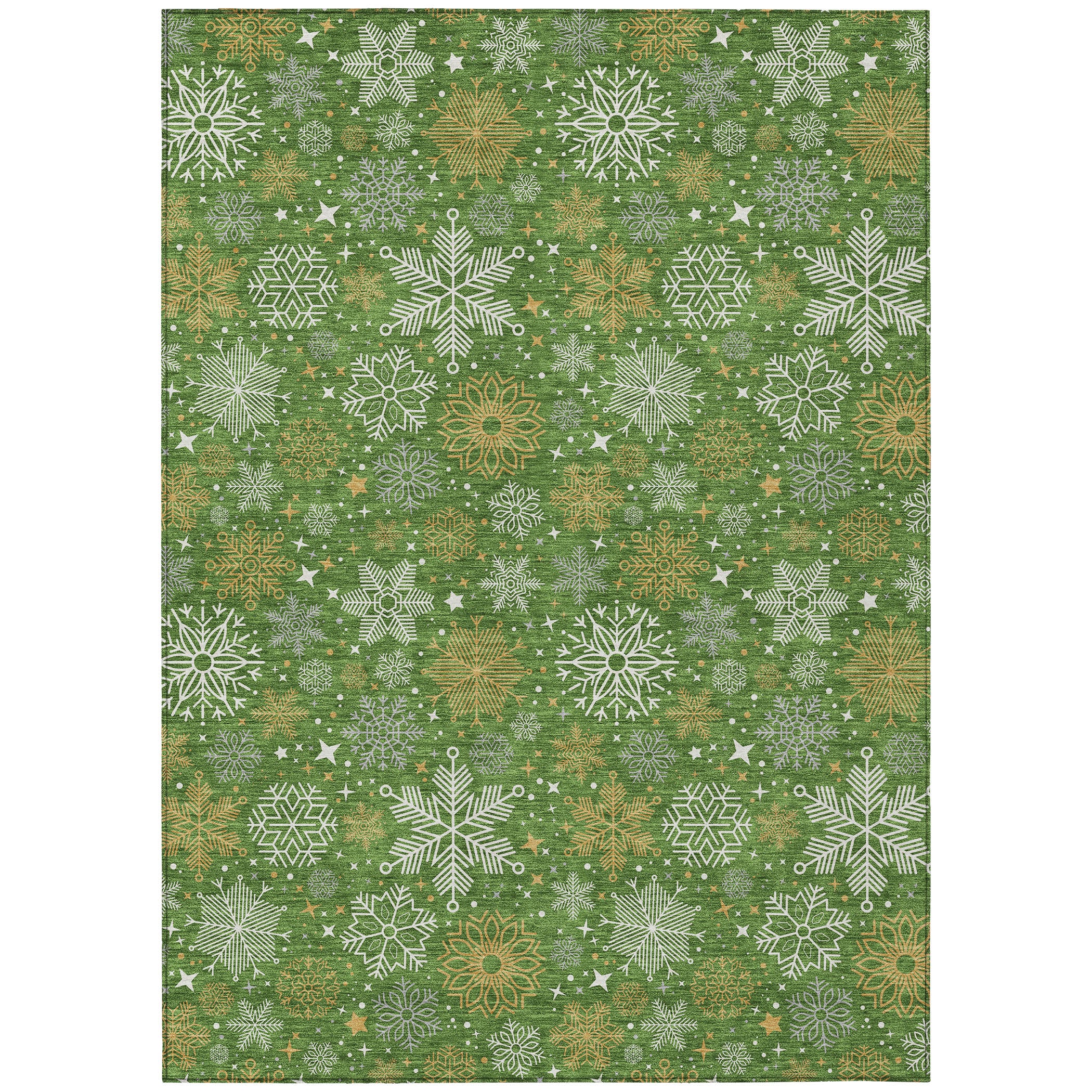 Luxury Machine Washable Indoor/Outdoor Holiday WN31 Green Rug 2'6" x 3'10" #shape_Rectangle