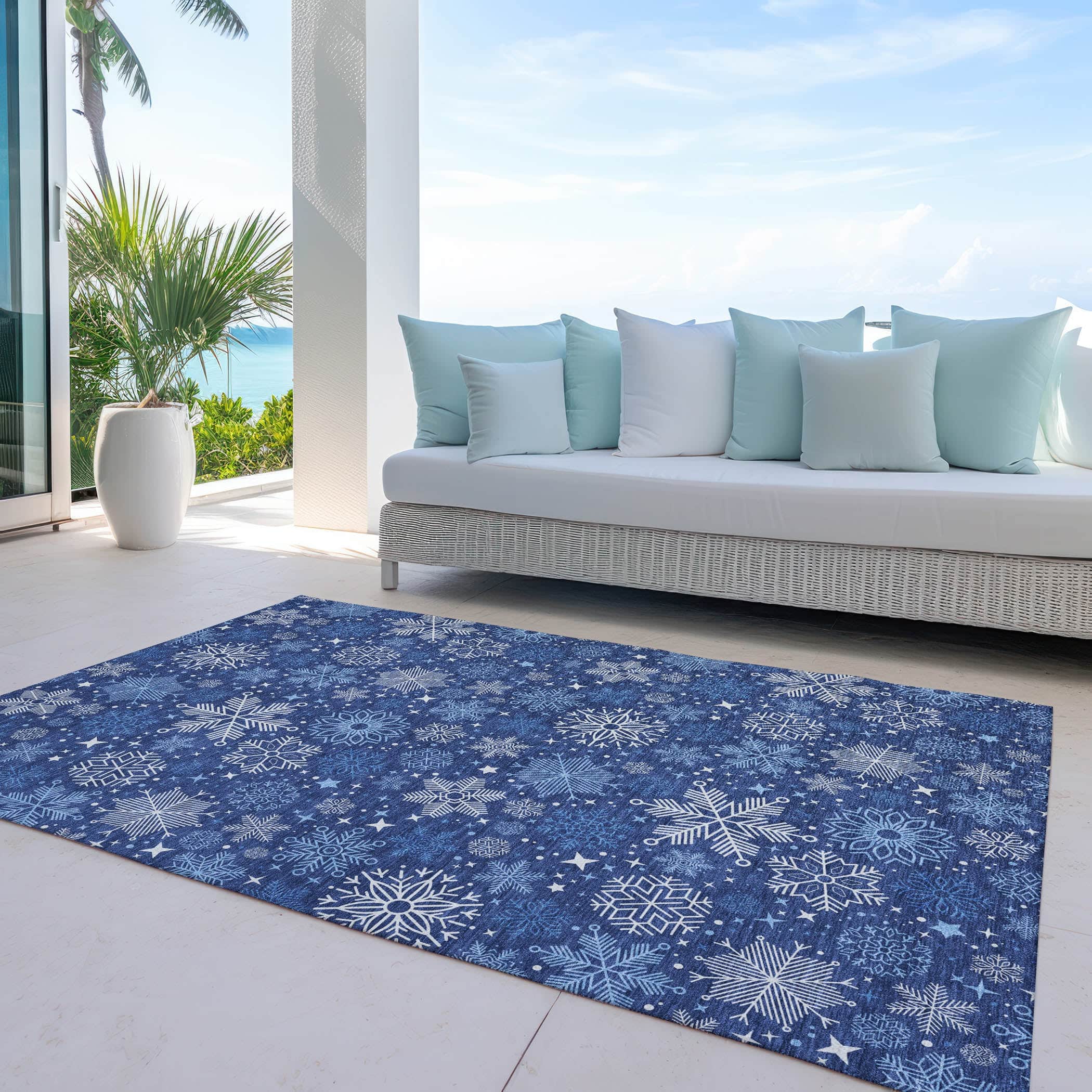 Luxury Machine Washable Indoor/Outdoor Holiday WN31 Navy Blue Rug 2'6" x 3'10" #shape_Rectangle