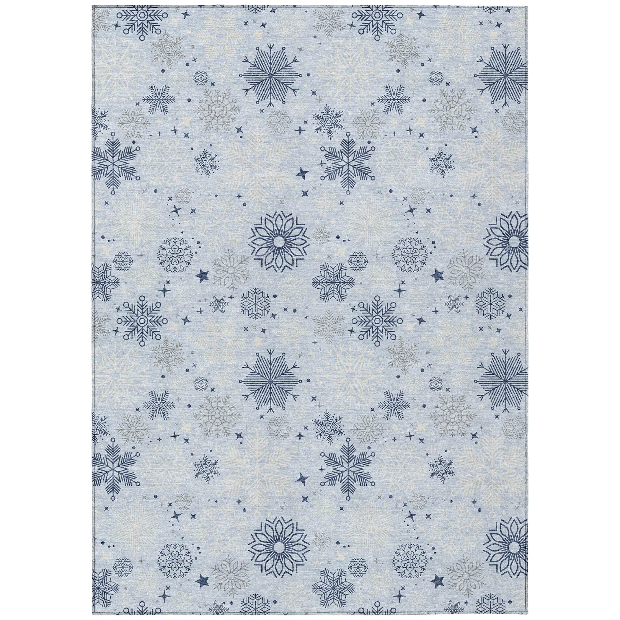 Luxury Machine Washable Indoor/Outdoor Holiday WN31 Sky Blue Rug 2'6" x 3'10" #shape_Rectangle