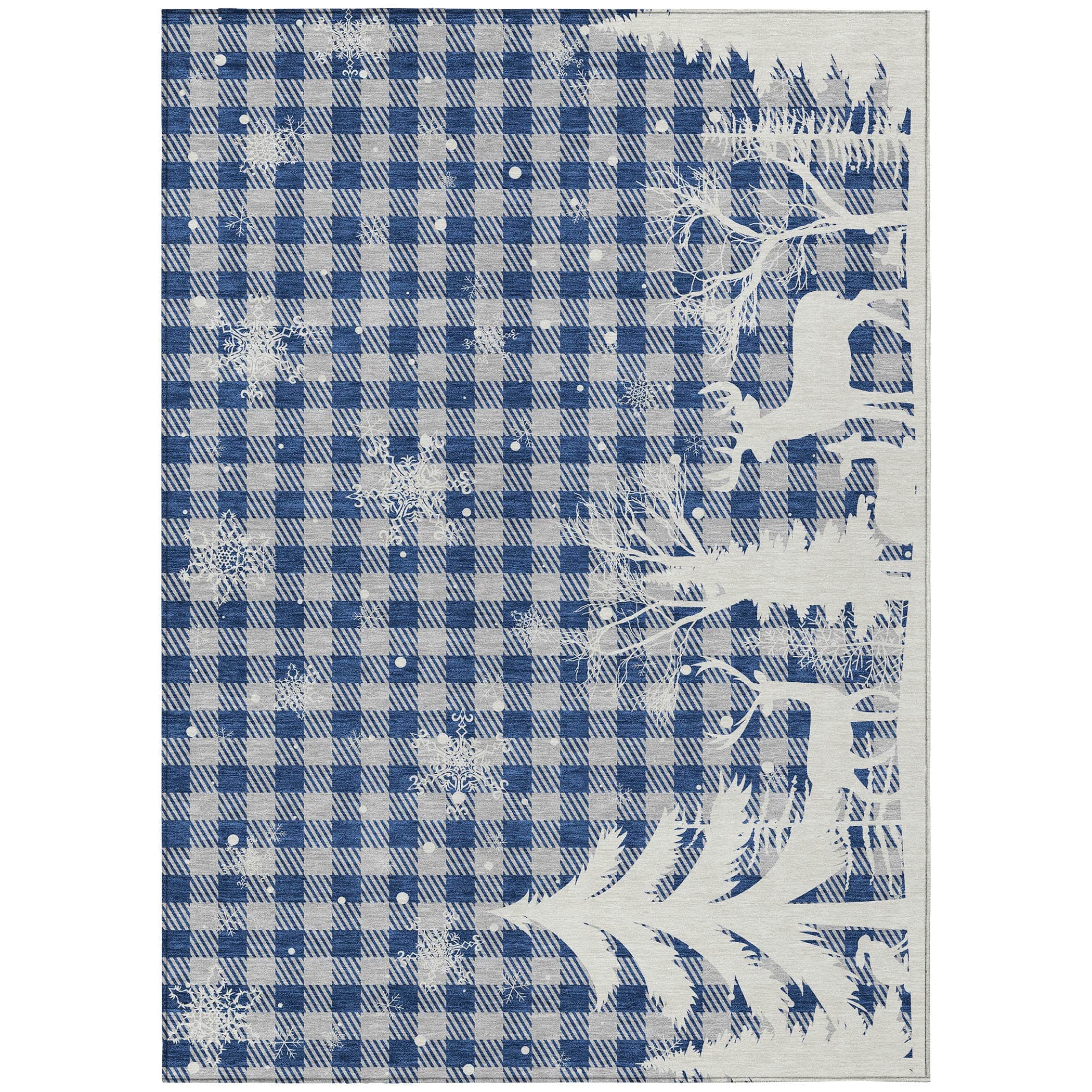 Luxury Machine Washable Indoor/Outdoor Holiday WN32 Blue Rug 2'6" x 3'10" #shape_Rectangle