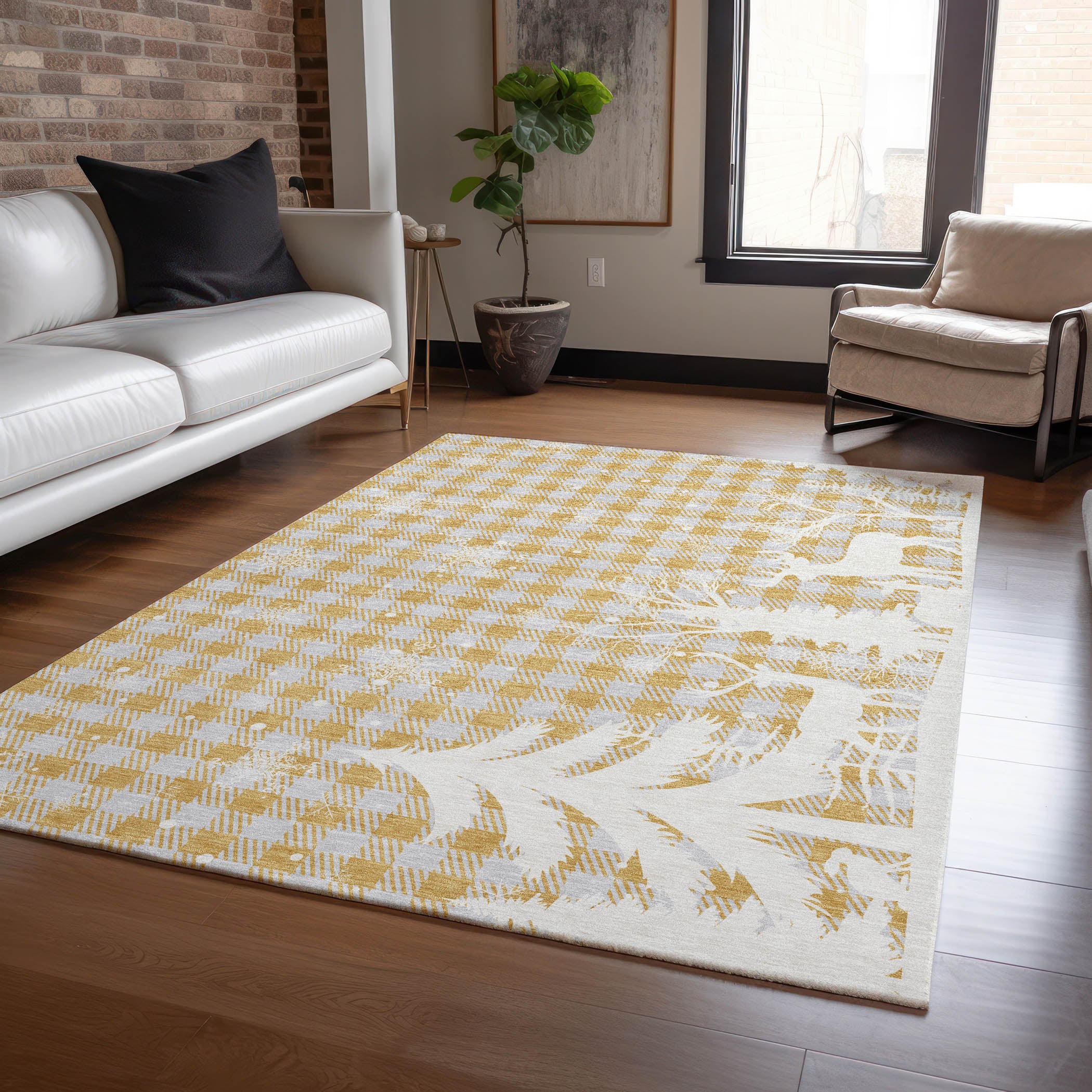 Luxury Machine Washable Indoor/Outdoor Holiday WN32 Gold Rug 2'6" x 3'10" #shape_Rectangle