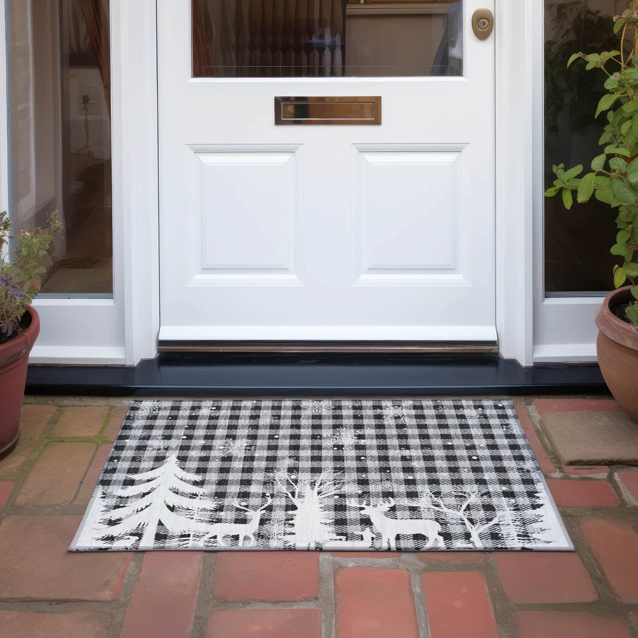 Luxury Machine Washable Indoor/Outdoor Holiday WN32 Gray Rug 1'8" x 2'6" #shape_Rectangle