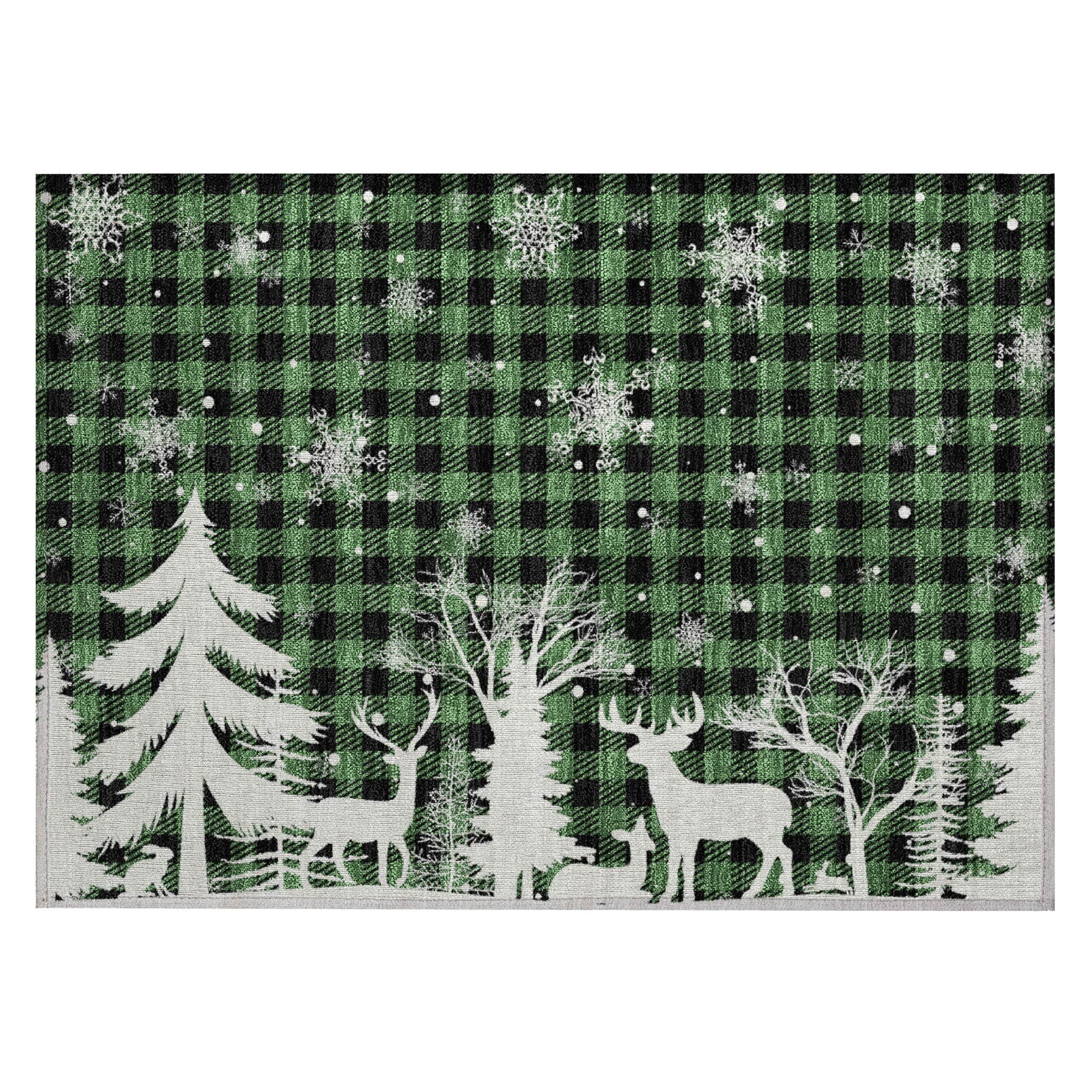 Luxury Machine Washable Indoor/Outdoor Holiday WN32 Green Rug 1'8" x 2'6" #shape_Rectangle