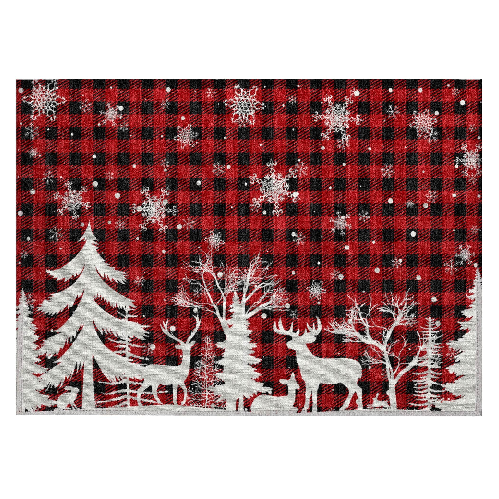 Luxury Machine Washable Indoor/Outdoor Holiday WN32 Red Rug 1'8" x 2'6" #shape_Rectangle