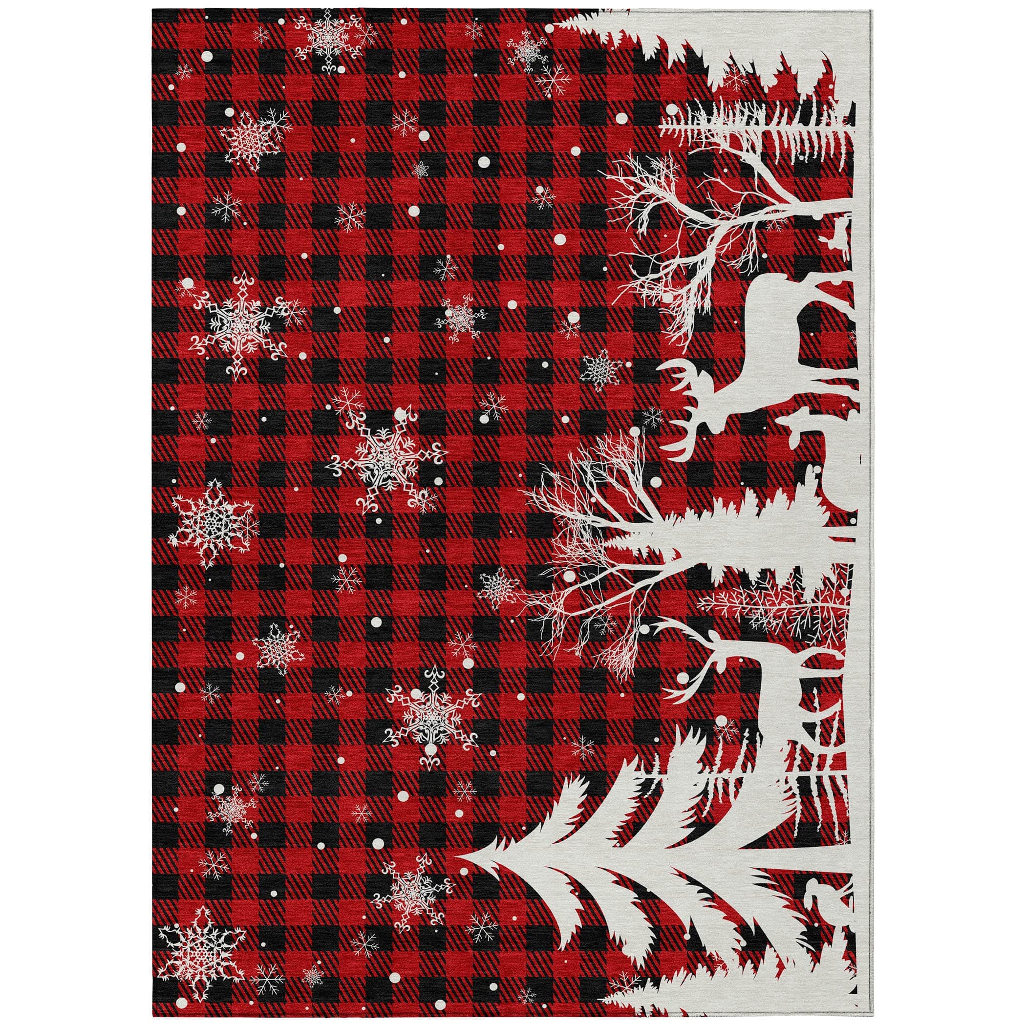 Luxury Machine Washable Indoor/Outdoor Holiday WN32 Red Rug 2'6" x 3'10" #shape_Rectangle