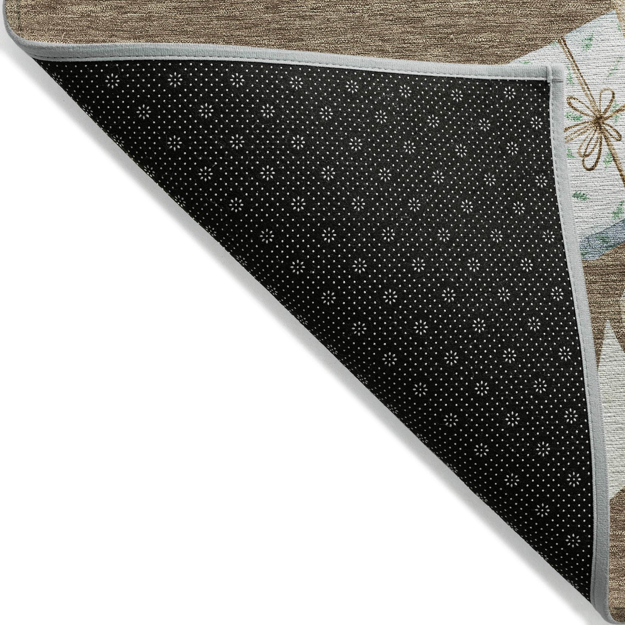 Luxury Machine Washable Indoor/Outdoor Holiday WN33 Brown Rug 1'8" x 2'6" #shape_Rectangle