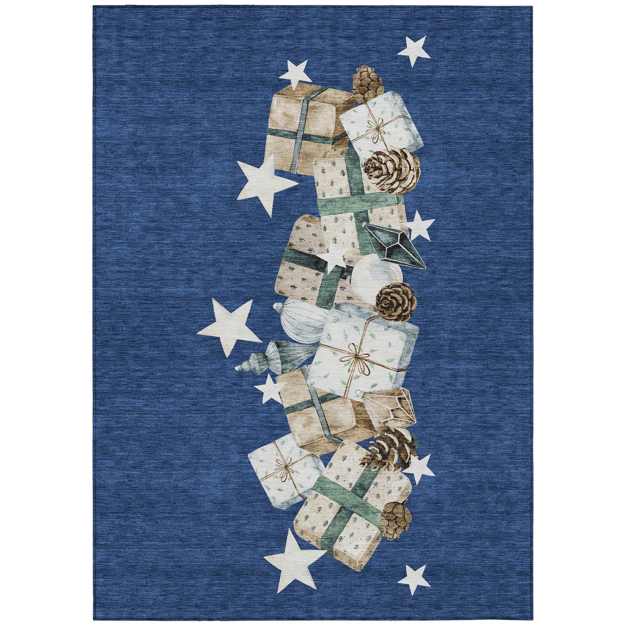 Luxury Machine Washable Indoor/Outdoor Holiday WN33 Navy Blue Rug 2'6" x 3'10" #shape_Rectangle
