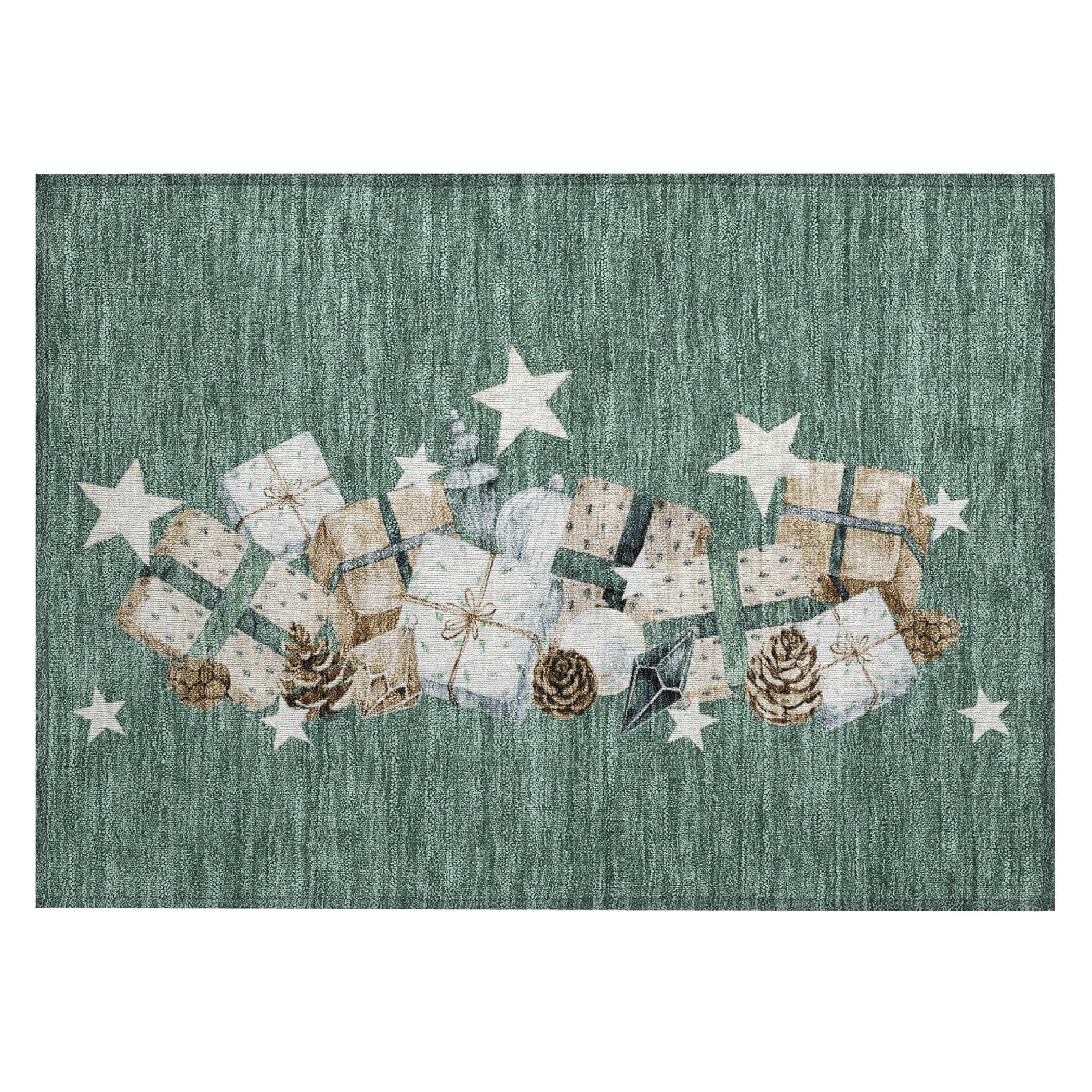 Luxury Machine Washable Indoor/Outdoor Holiday WN33 Seafoam Blue Rug 1'8" x 2'6" #shape_Rectangle