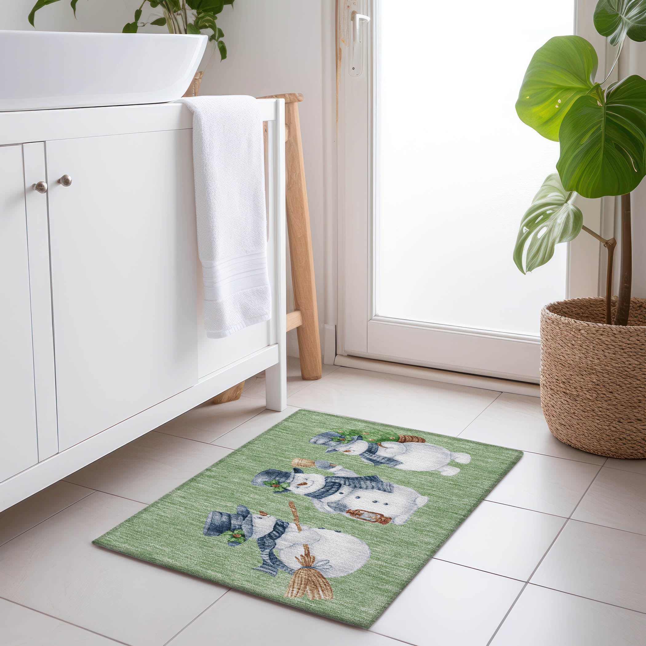 Luxury Machine Washable Indoor/Outdoor Holiday WN34 Aloe Green Rug 1'8" x 2'6" #shape_Rectangle