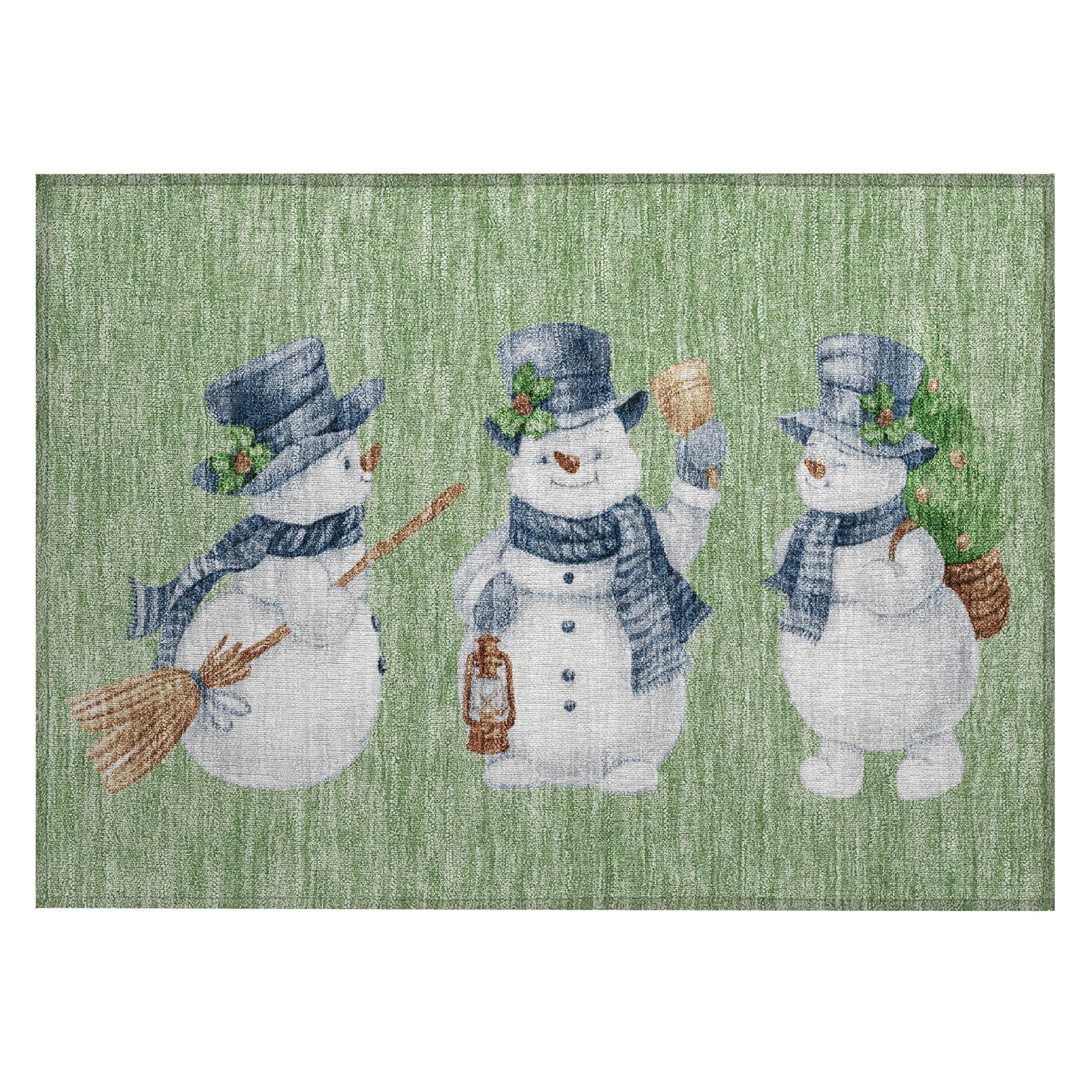 Luxury Machine Washable Indoor/Outdoor Holiday WN34 Aloe Green Rug 1'8" x 2'6" #shape_Rectangle