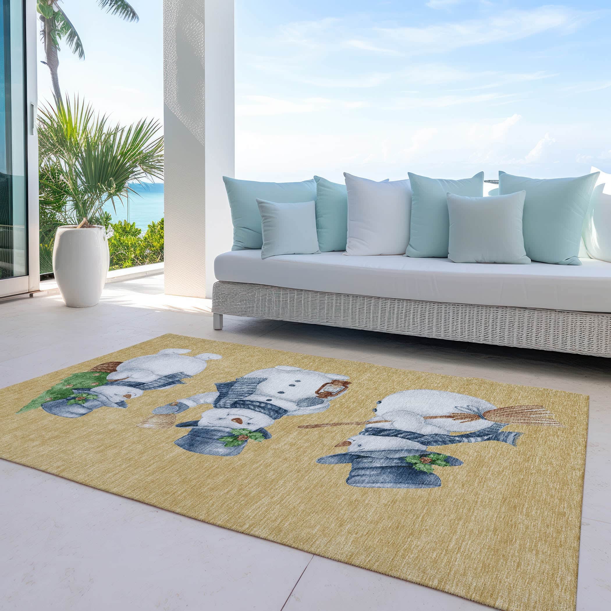Luxury Machine Washable Indoor/Outdoor Holiday WN34 Gold Rug 2'6" x 3'10" #shape_Rectangle