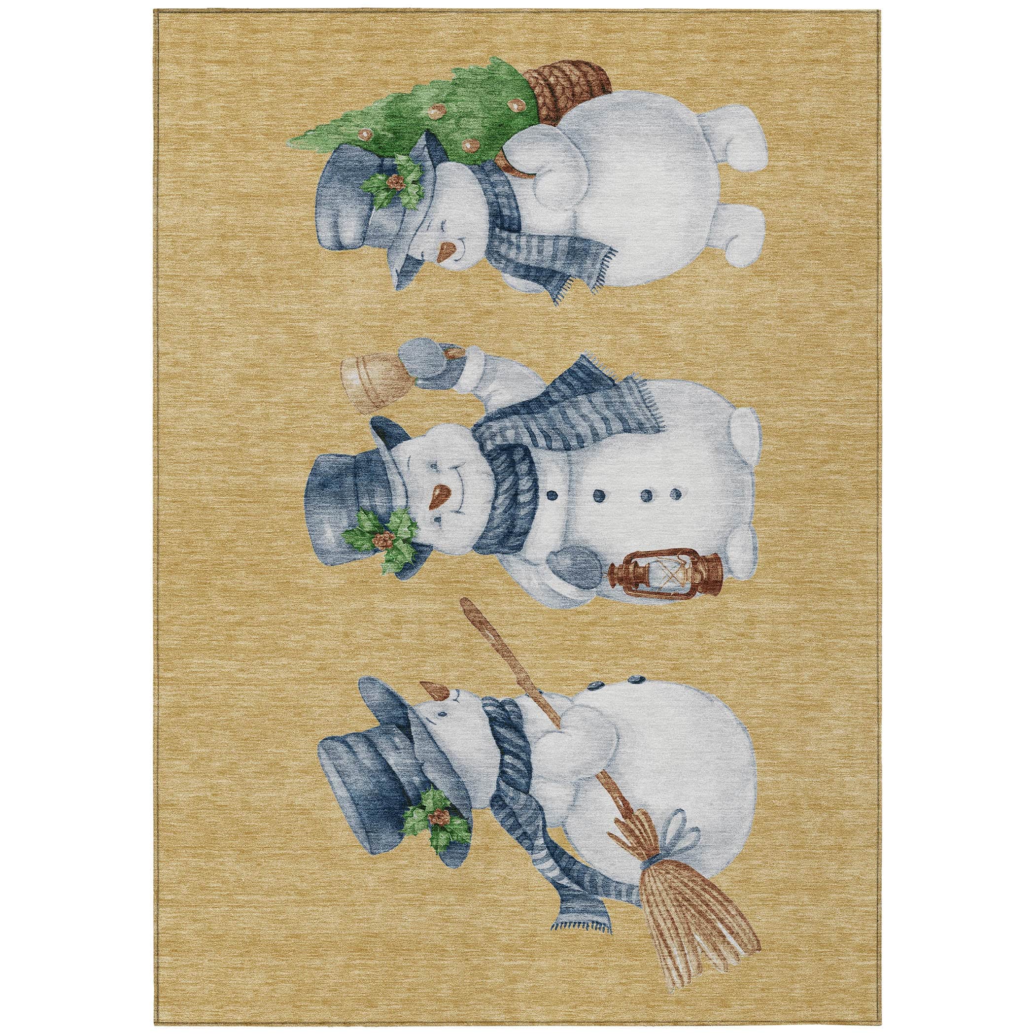 Luxury Machine Washable Indoor/Outdoor Holiday WN34 Gold Rug 2'6" x 3'10" #shape_Rectangle